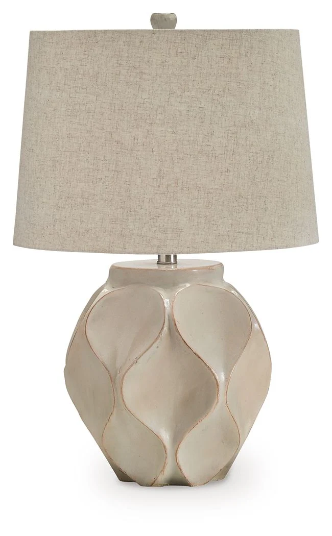 Edselham - Paper Table Lamp - Distressed Cream - Image 1