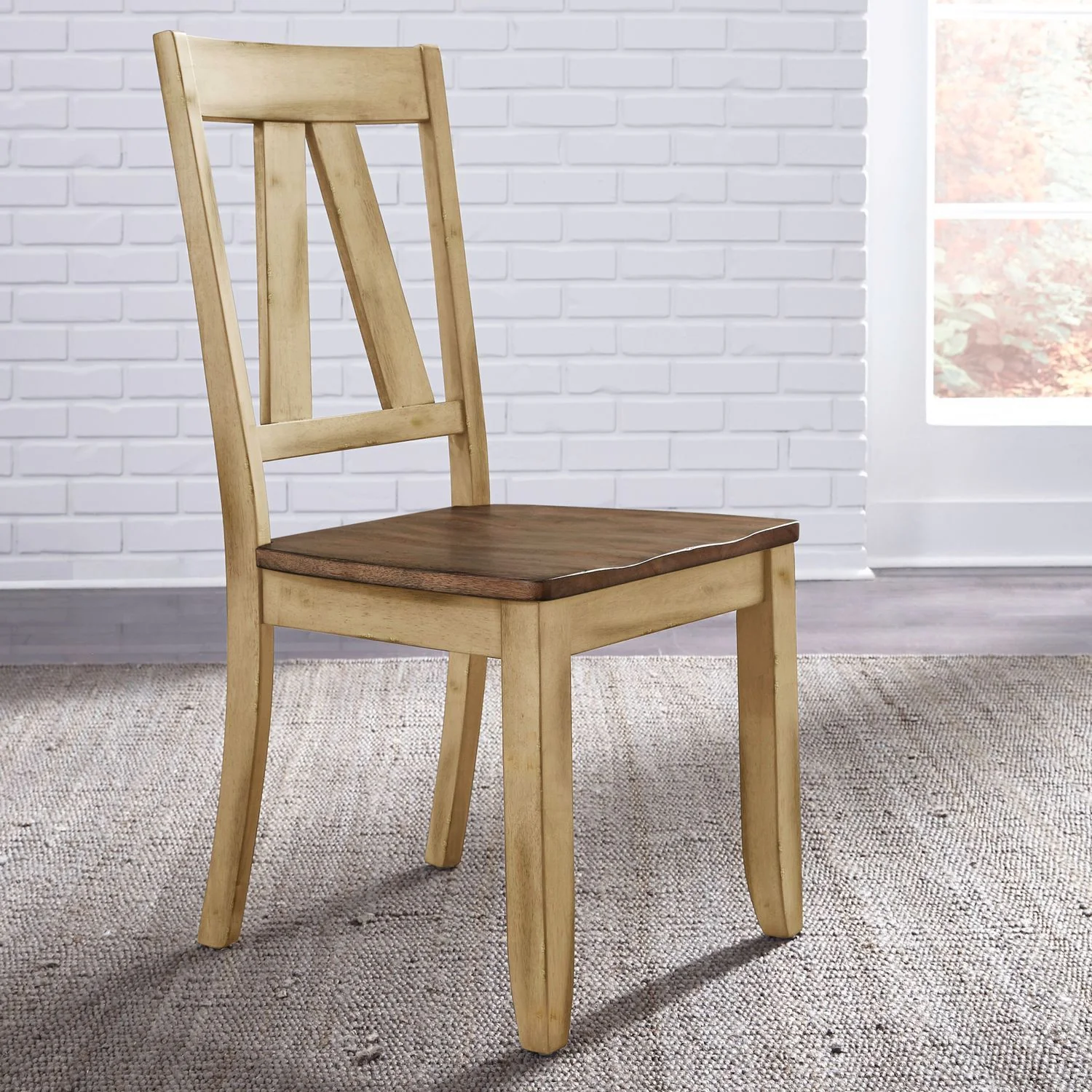 Lindsey Farm – Splat Back Side Chair – Natural & Brown