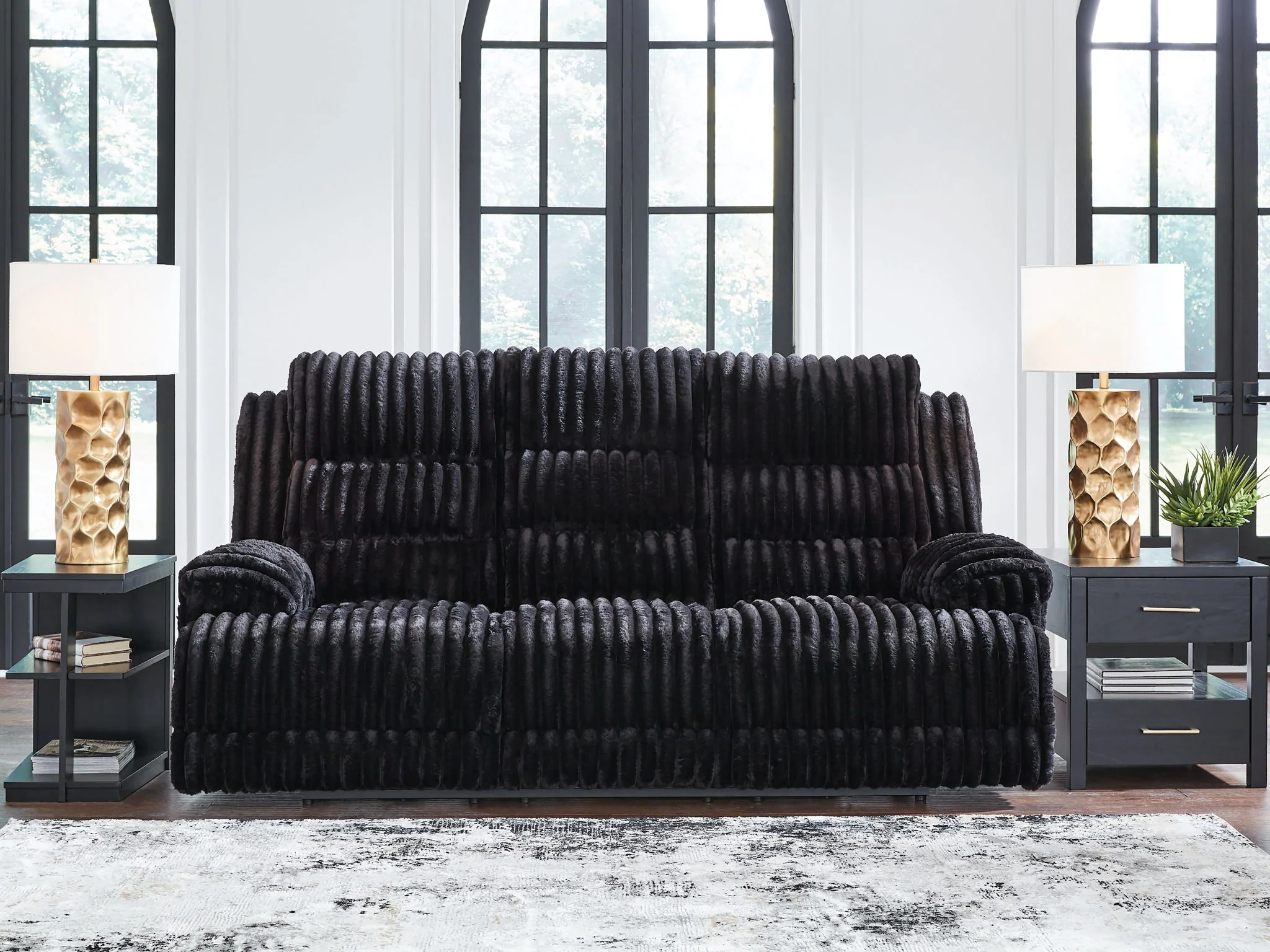 Rhine Falls - Reclining Power Sofa With Drop Down Table - Onyx - Image 3