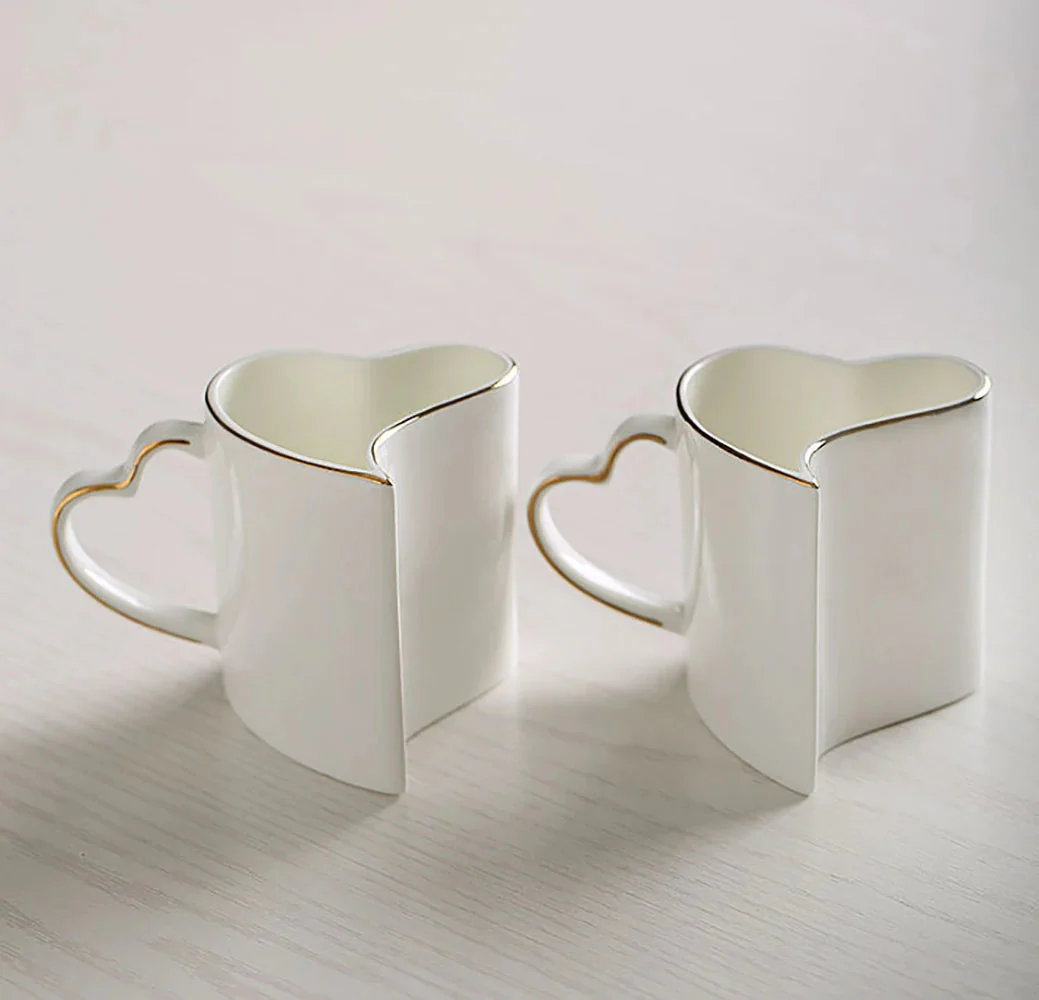2pcs Valentines day Heart Shape Couple Mug - Image 3