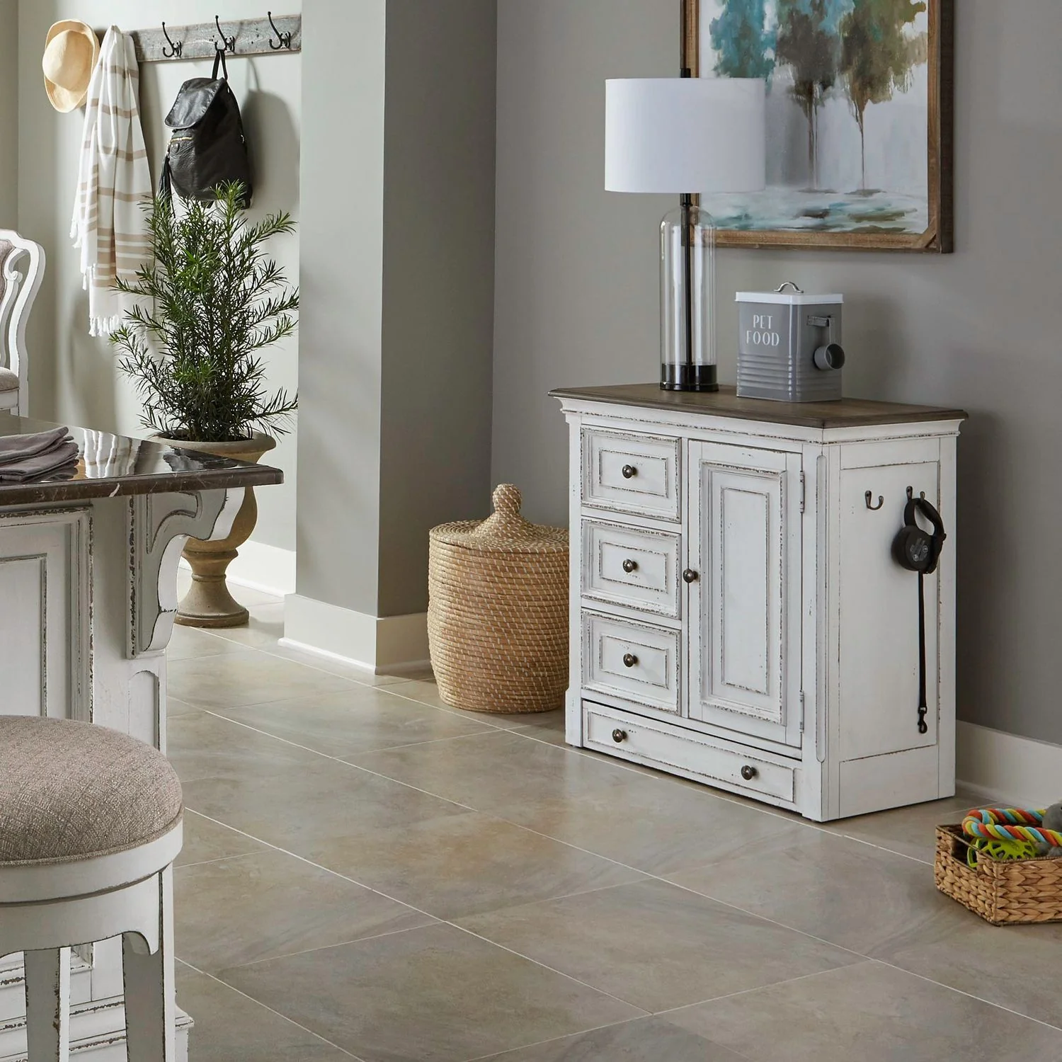 Magnolia Manor - Pet Feeder Cabinet - Antique White - Image 2