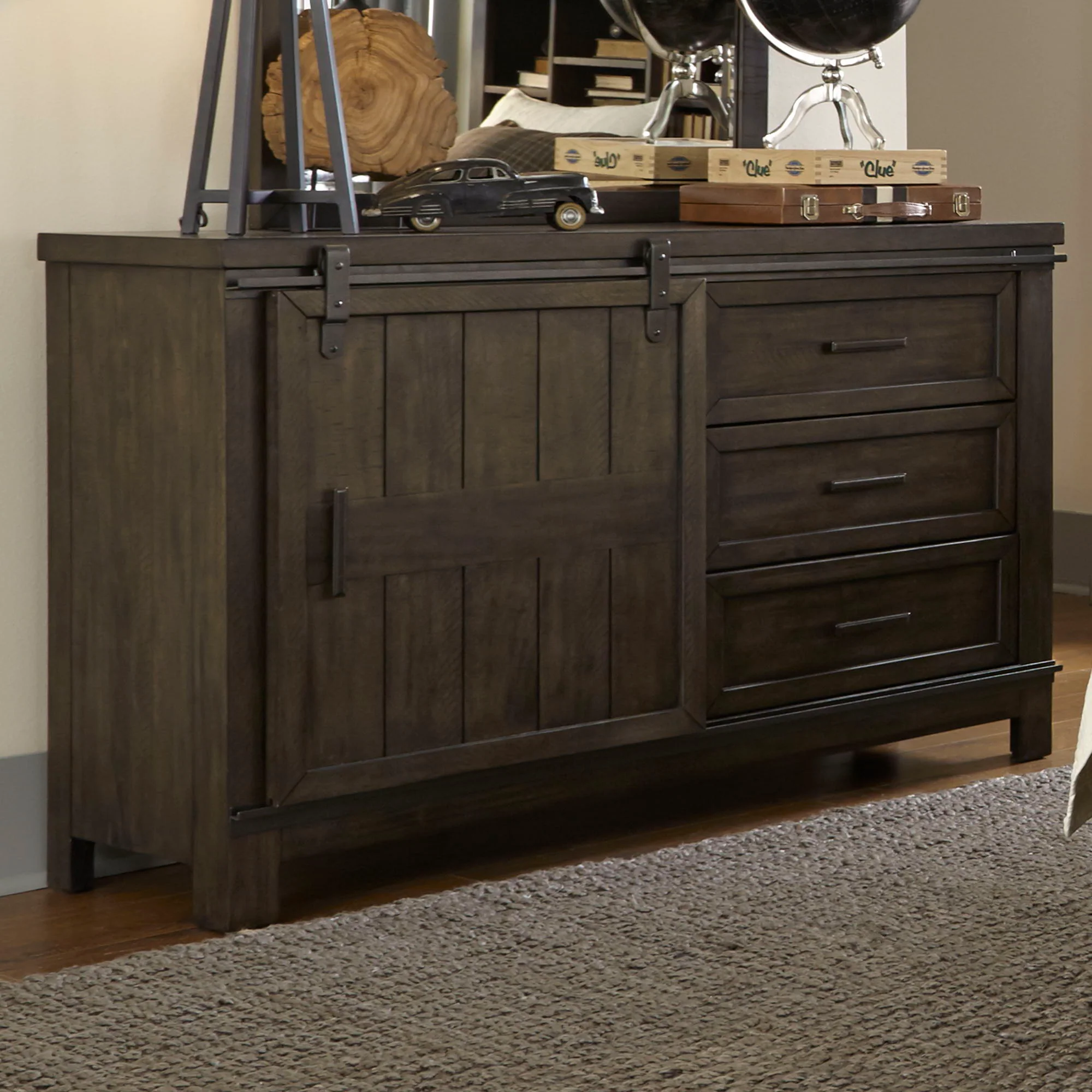 Thornwood Hills - Barn Door Dresser - Rock Beaten Brown - Image 3