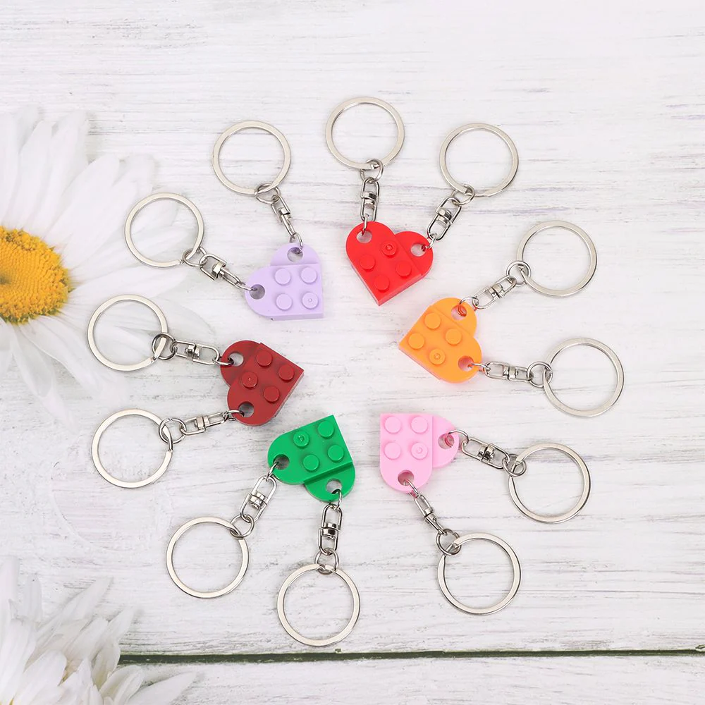 Couples Love Toy Brick Heart Keychain - Image 1