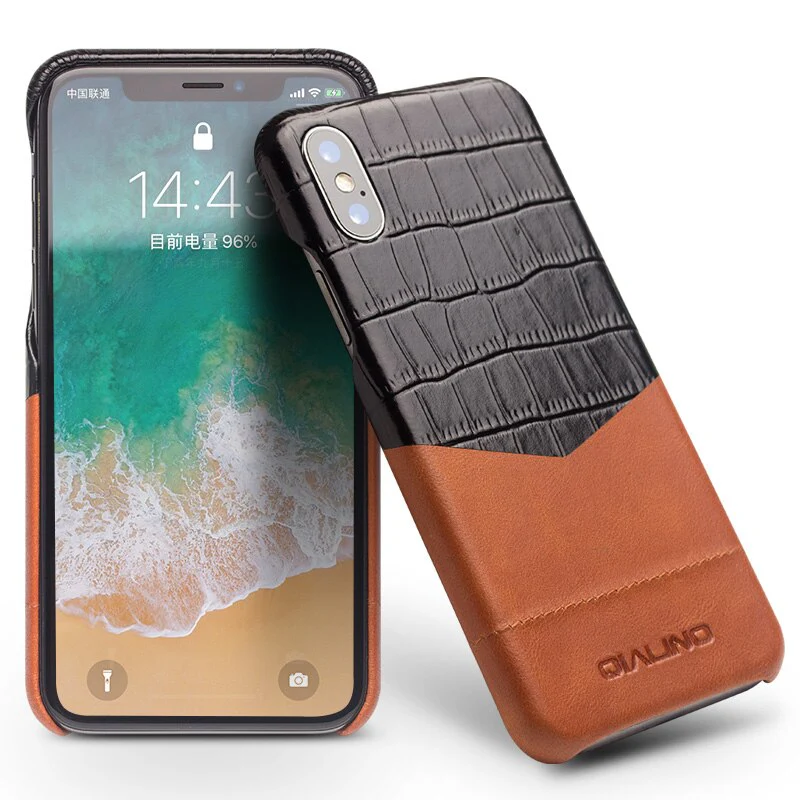 Luxury Full Grain Leather Crocodile design iPhone X Case - Image 2