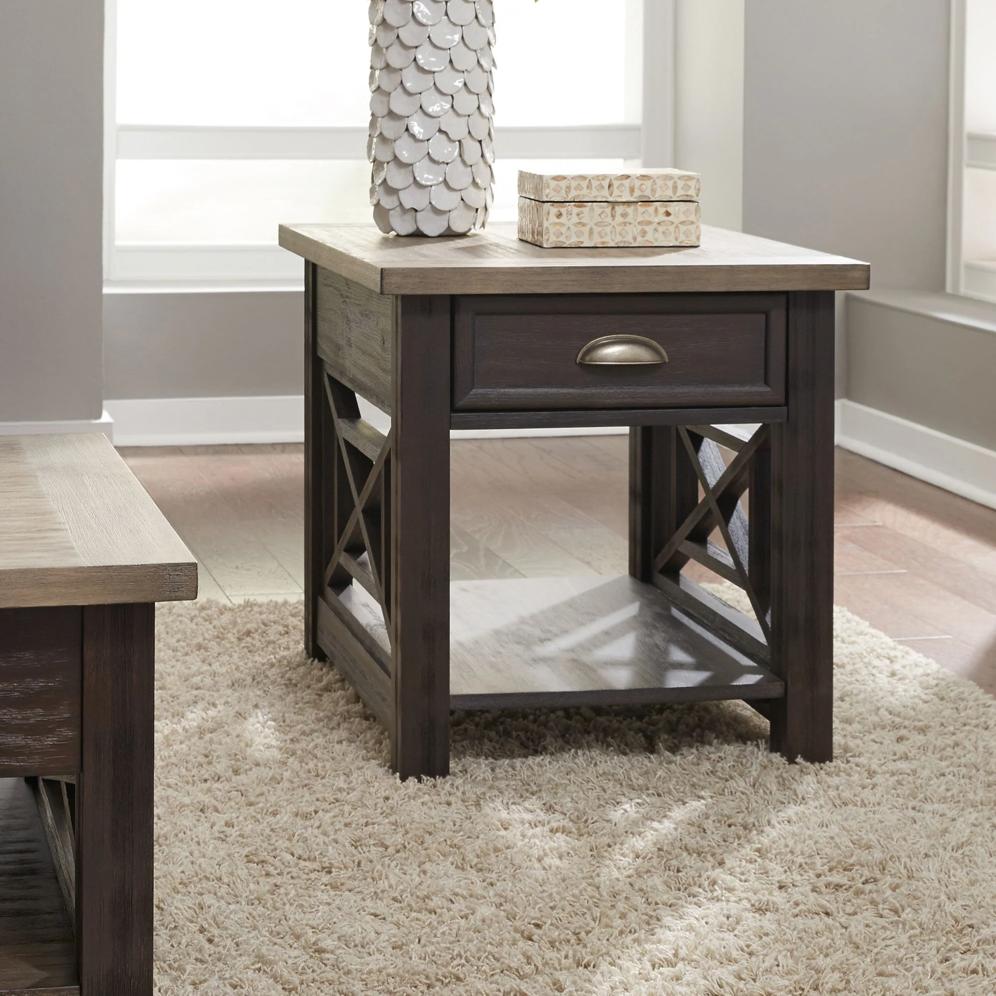 Heatherbrook - Drawer End Table - Charcoal & Ash - Image 2
