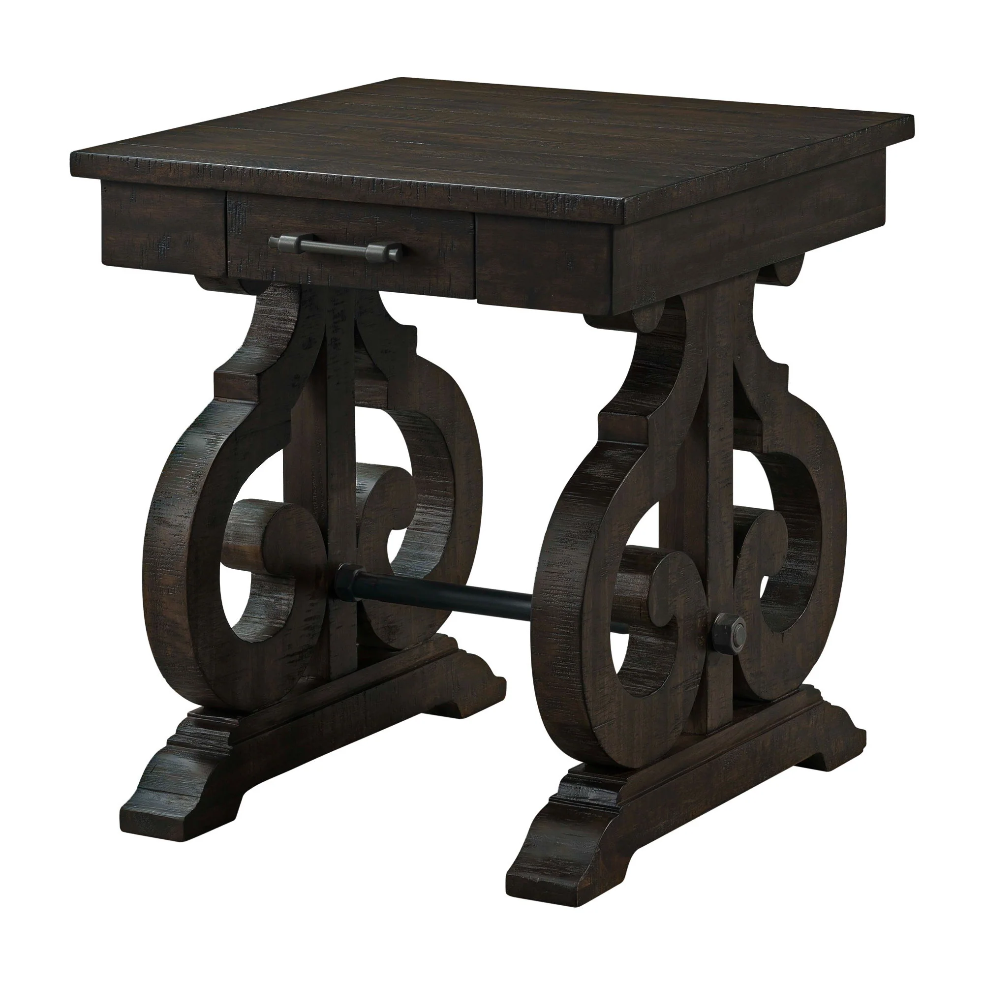 Stone – Chairside Table With PU Base – Dark Walnut