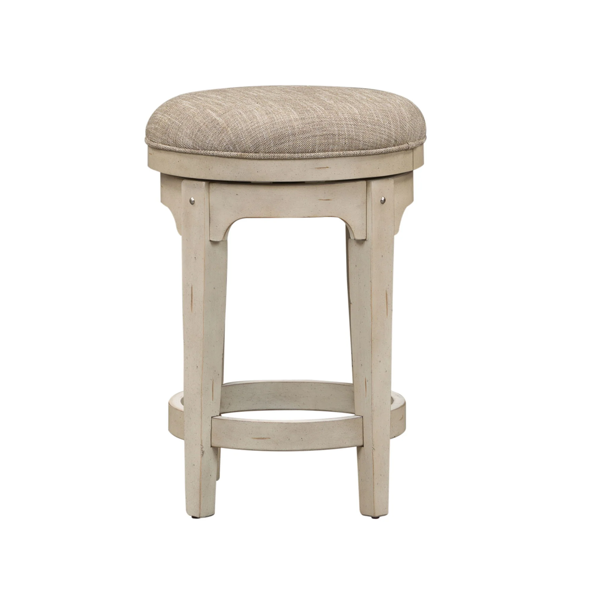 Morgan Creek – Console Swivel Stool – Antique White / Wirebrushed Tobacco Accents