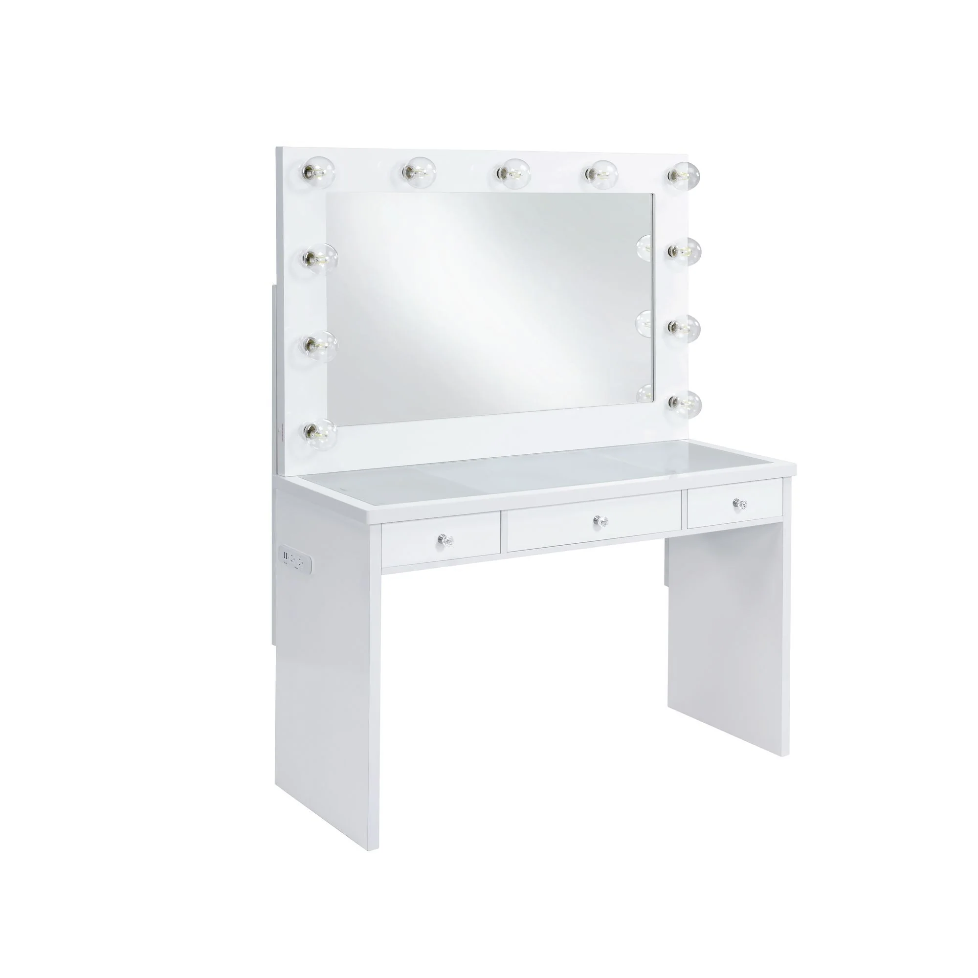 Ariana – Complete Vanity With Lightbulbs – Glossy White