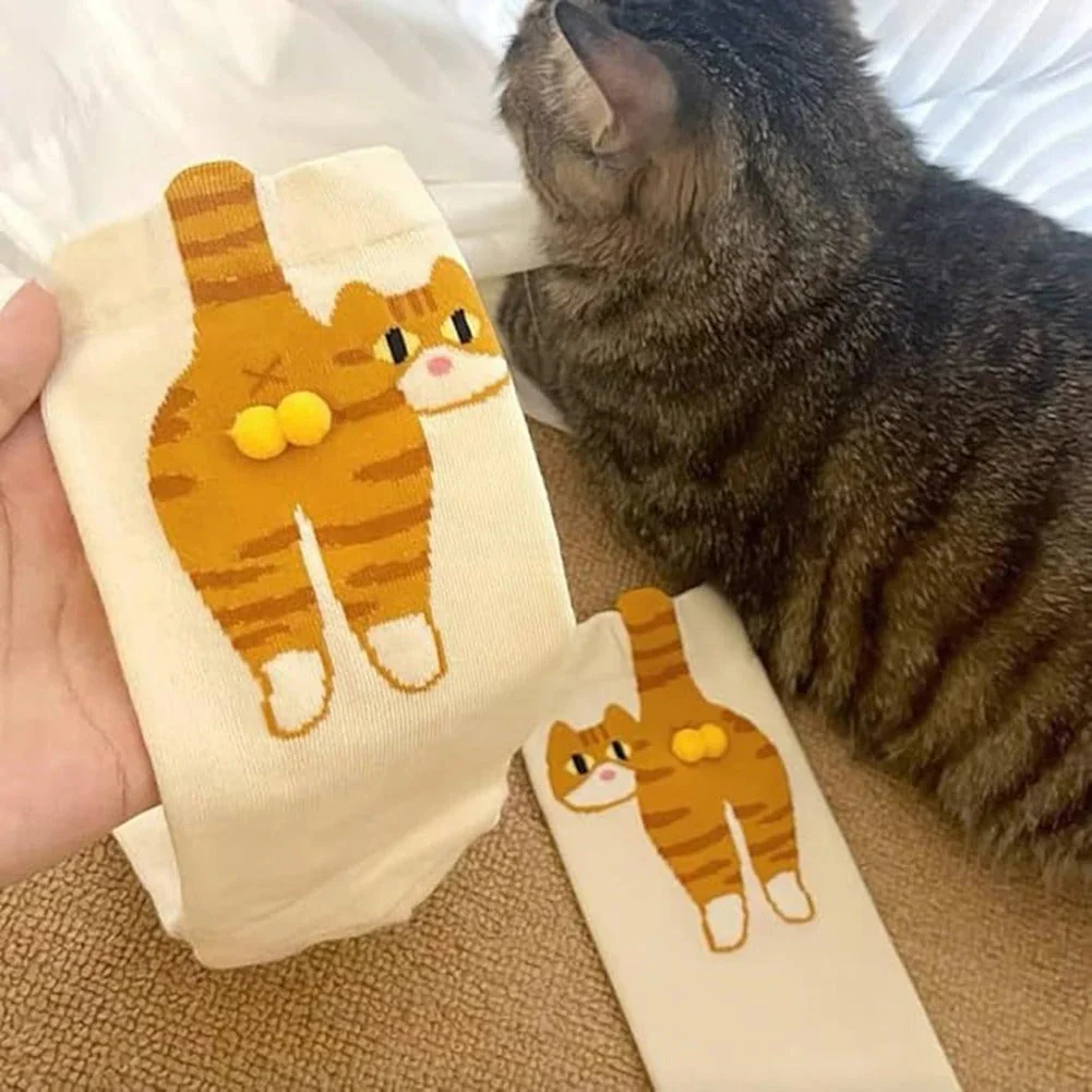 Cute Cat Butt Cartoon Socks - Image 3