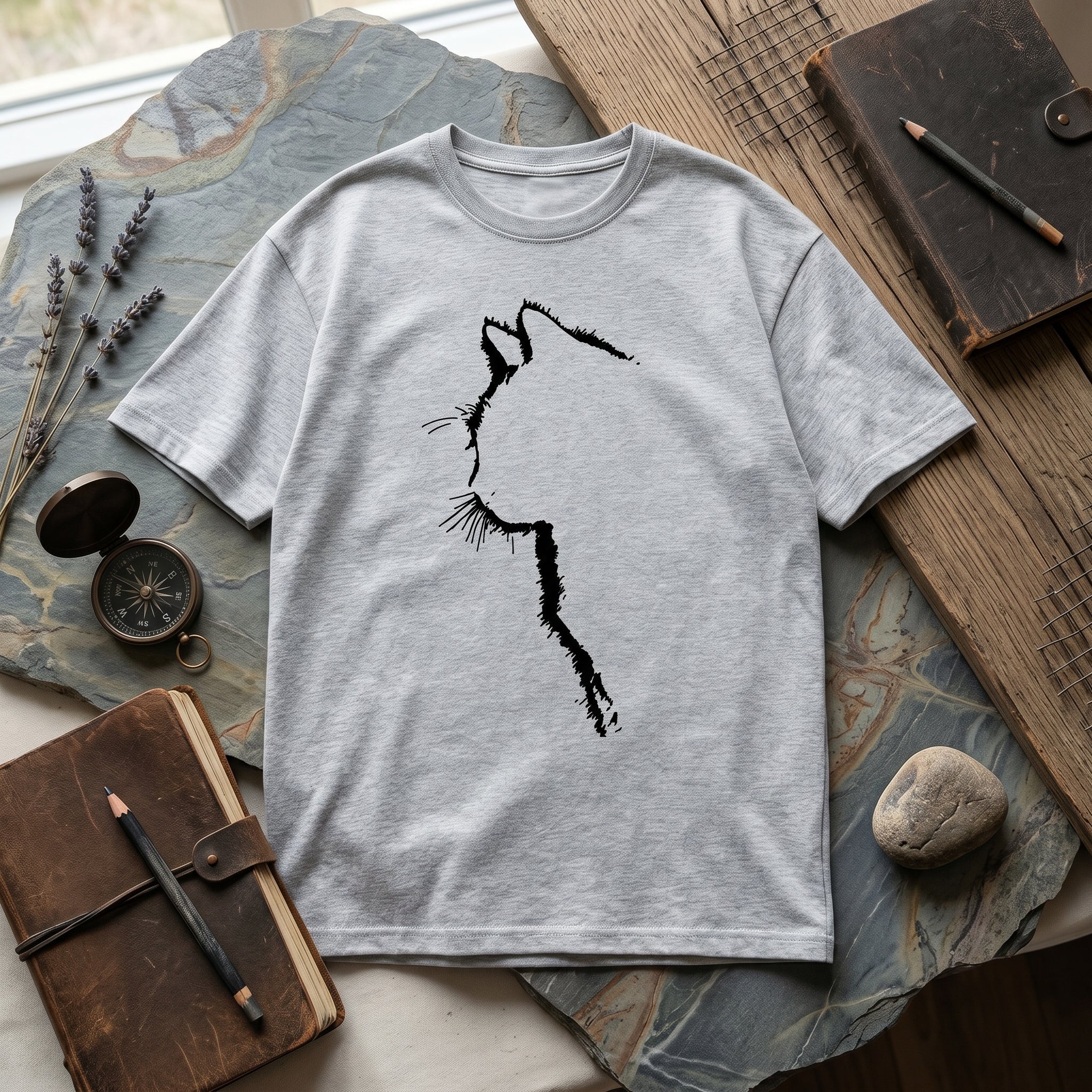 Cat Line Abstract T-Shirt - Image 2
