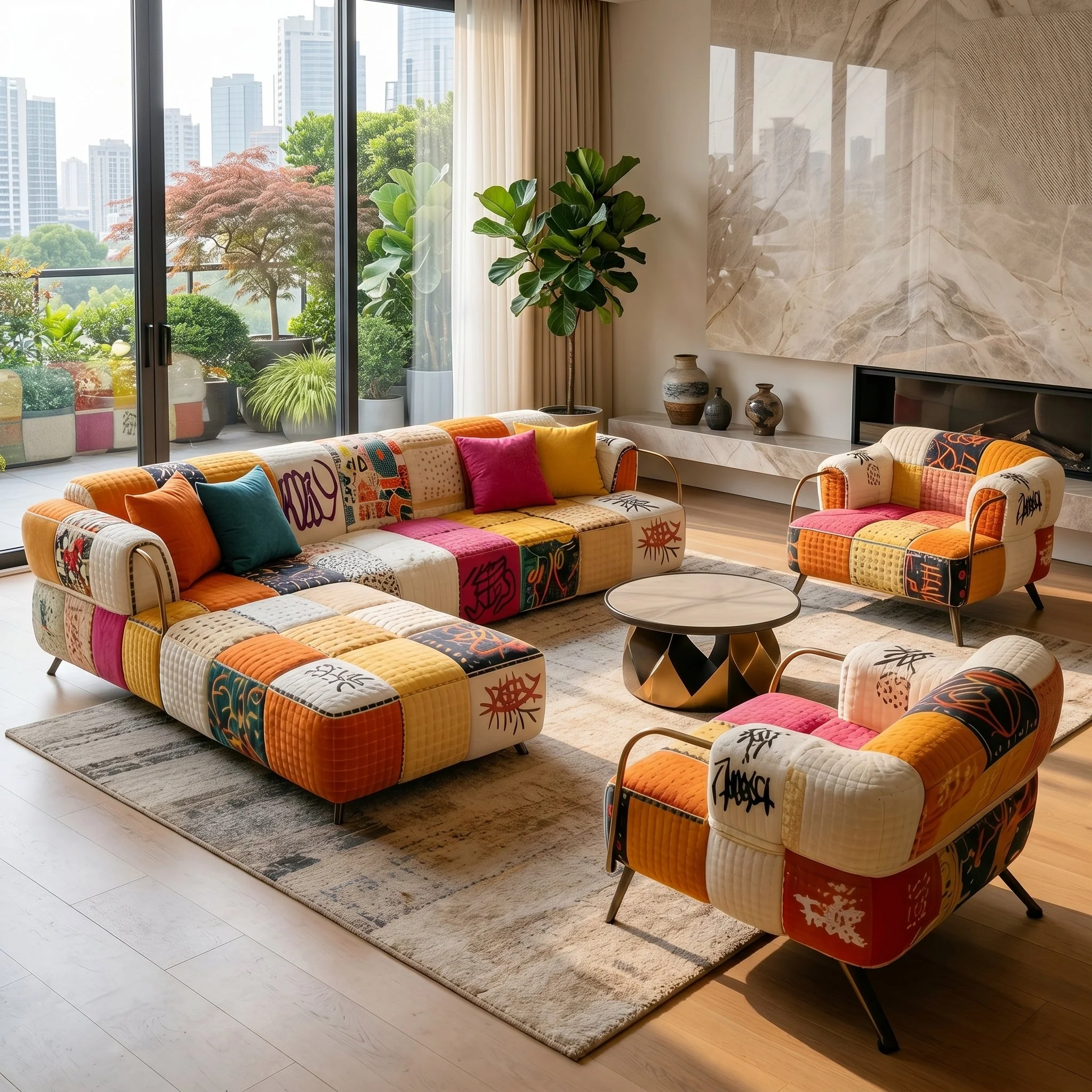 Bohema Artistic Patchwork Sectional Living Sofa - Image 3