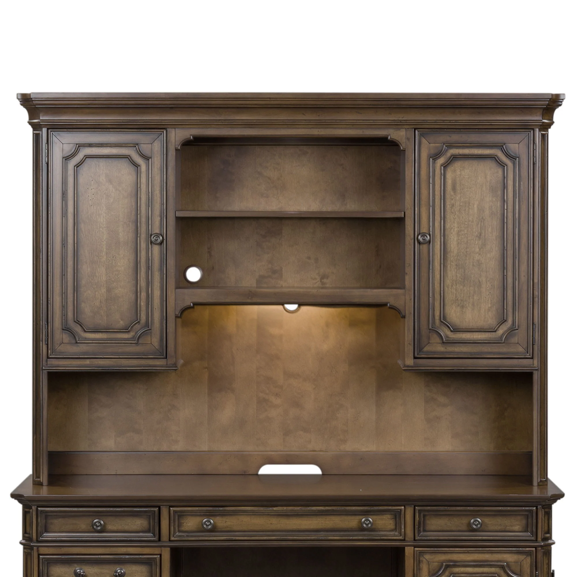 Amelia – Jr Executive Credenza Hutch – Antique Toffee