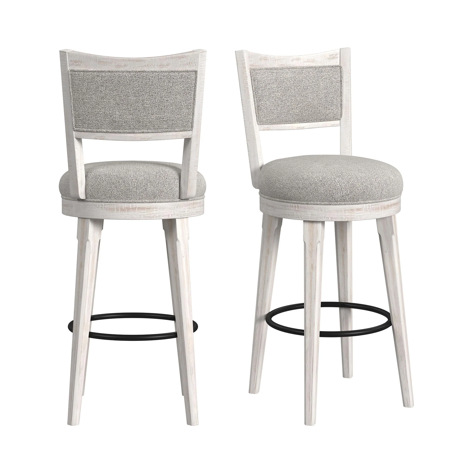 Rogen Rustic – Swivel Bar Stool (Set of 2) – Rustic White