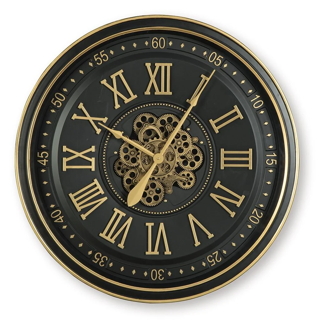 Dairton - Wall Clock - Black / Gold Finish - Image 1