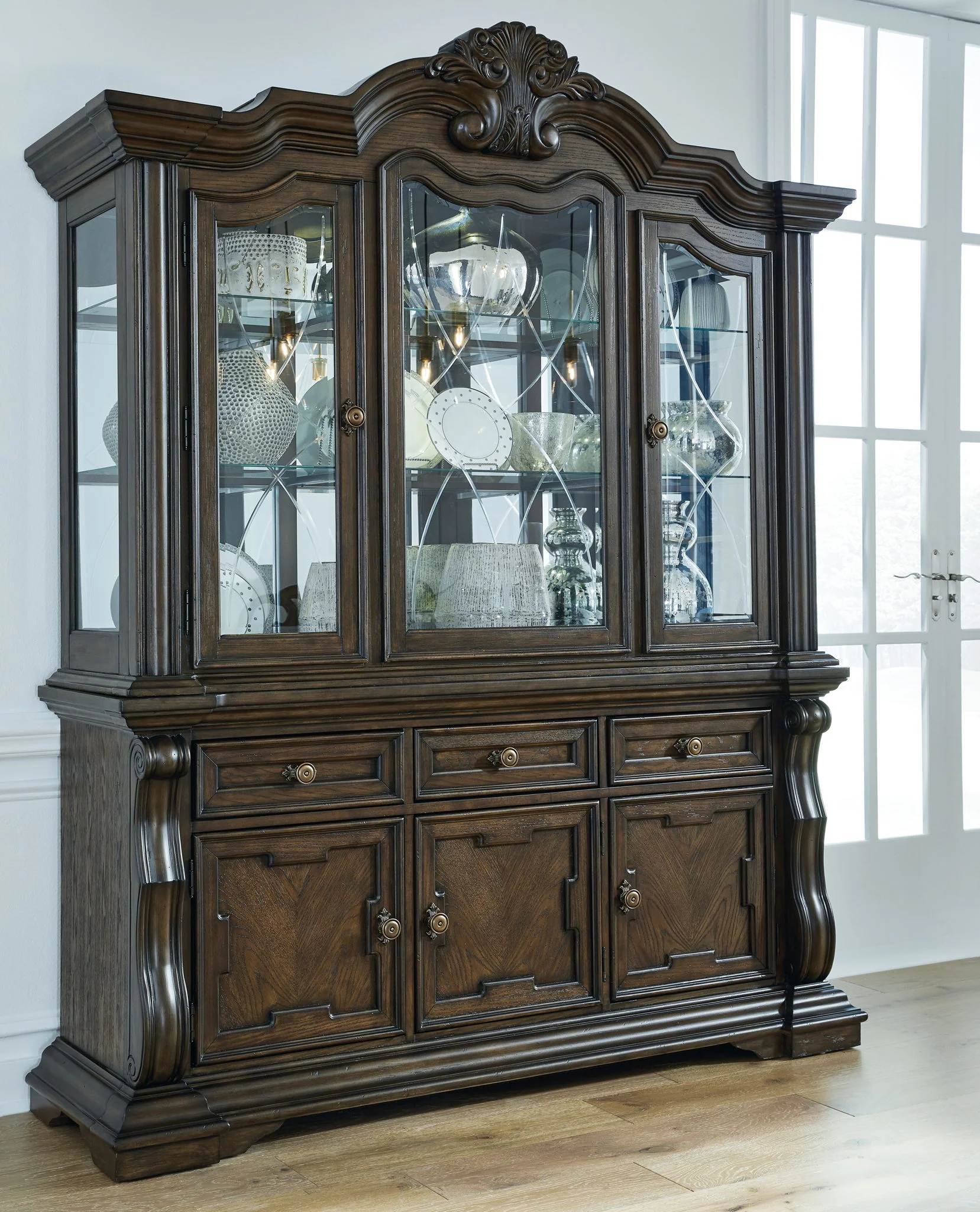 Maylee - Dining Buffet And Hutch - Dark Brown - Image 2