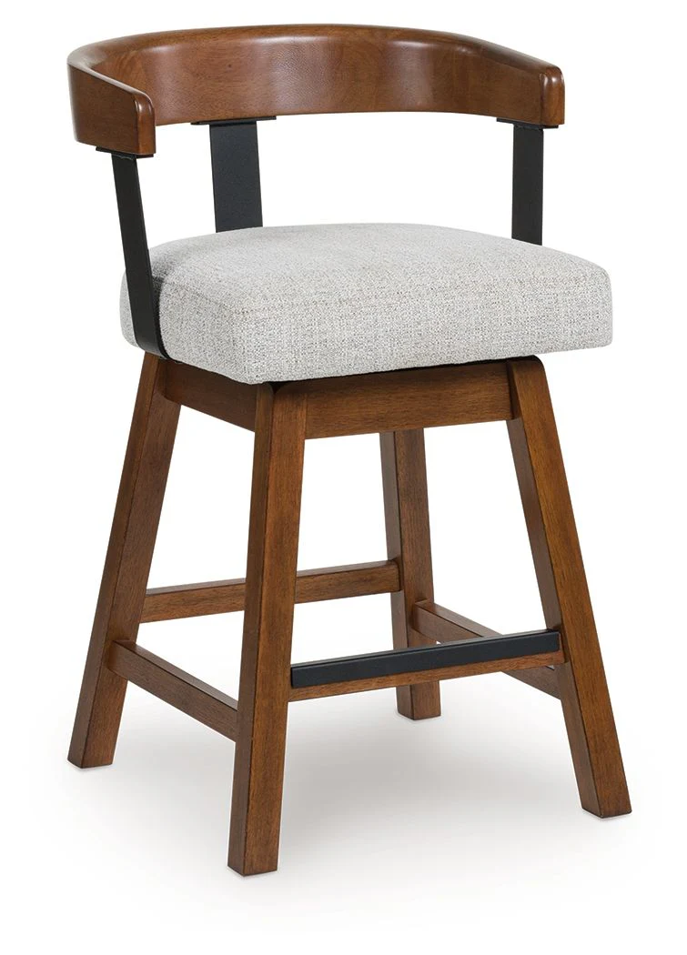 Ralene – Upholstered Swivel Barstool (Set of 2) – Medium Brown