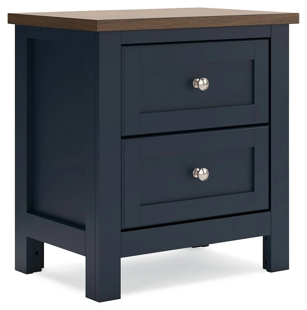 Landocken – Two Drawer Night Stand – Brown / Blue