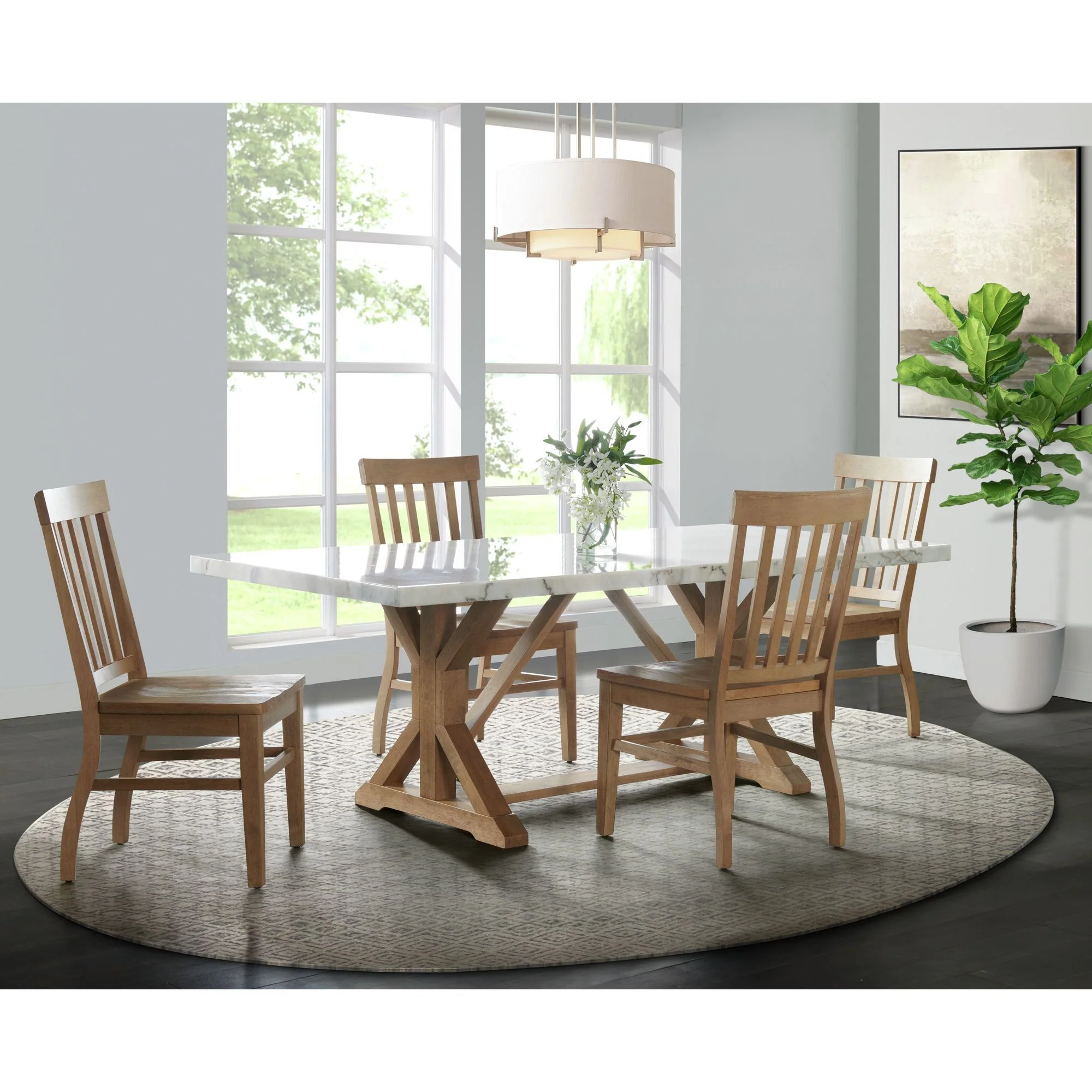 Lakeview – 5 Piece Rectangular Dining Set (Table & Four Chairs) – White