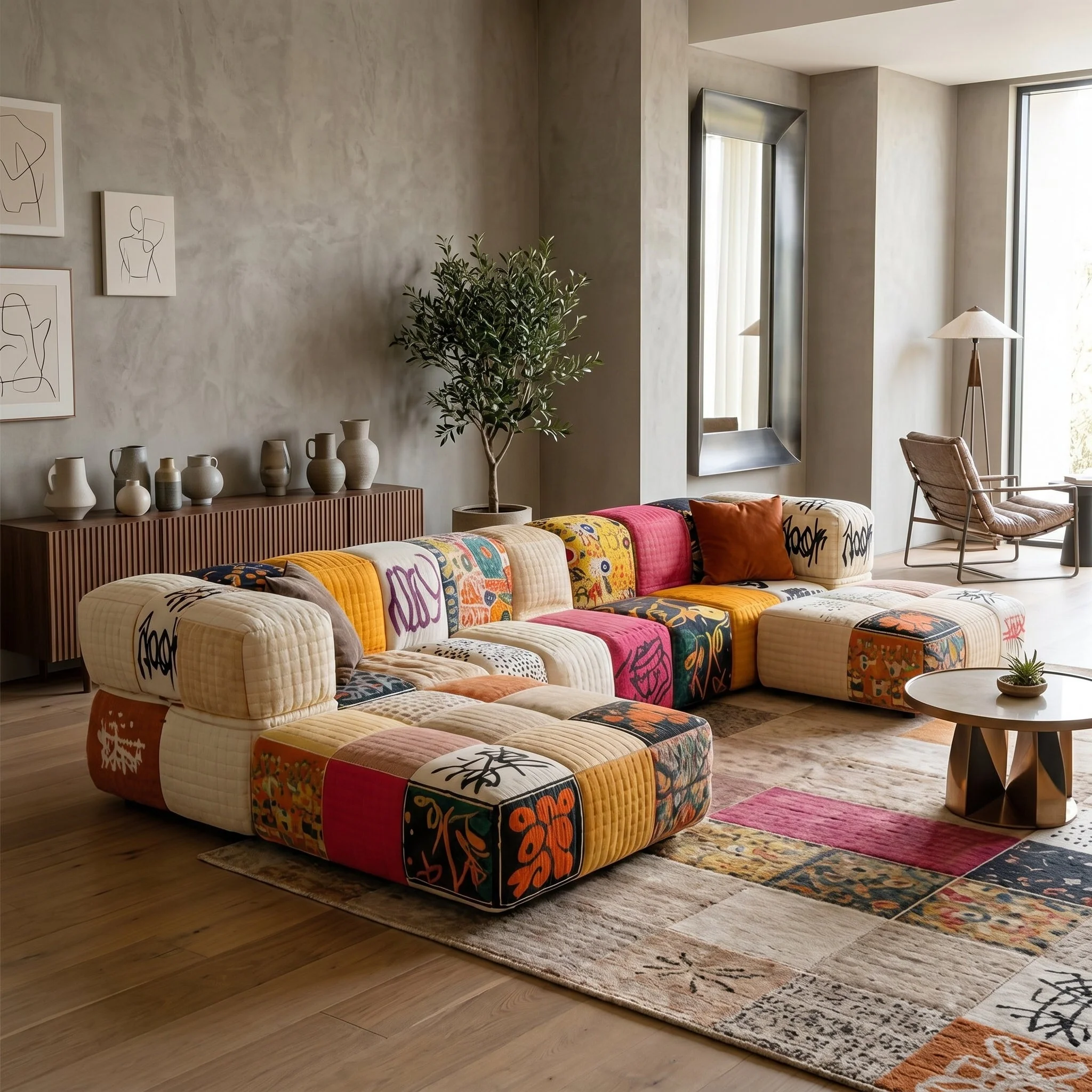 Bohema Artistic Patchwork Sectional Living Sofa - Image 1