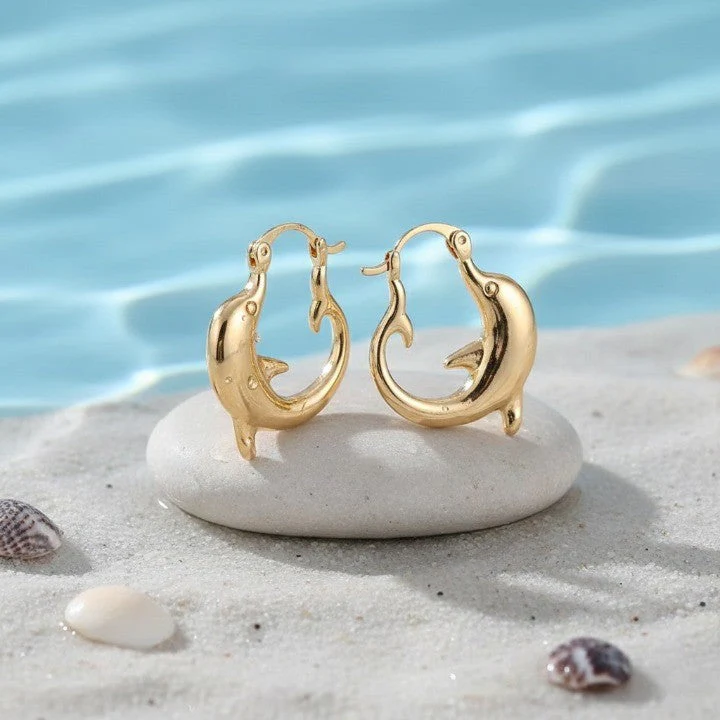 Dolphin Hoop Ocean Inspired Earrings - Image 3