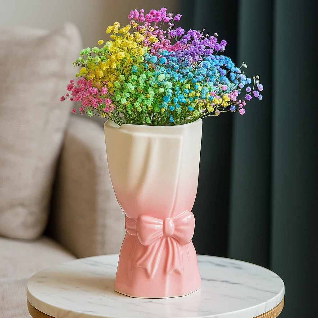 Ribbon Bow Ceramic Tabletop Flower Vase - Image 3