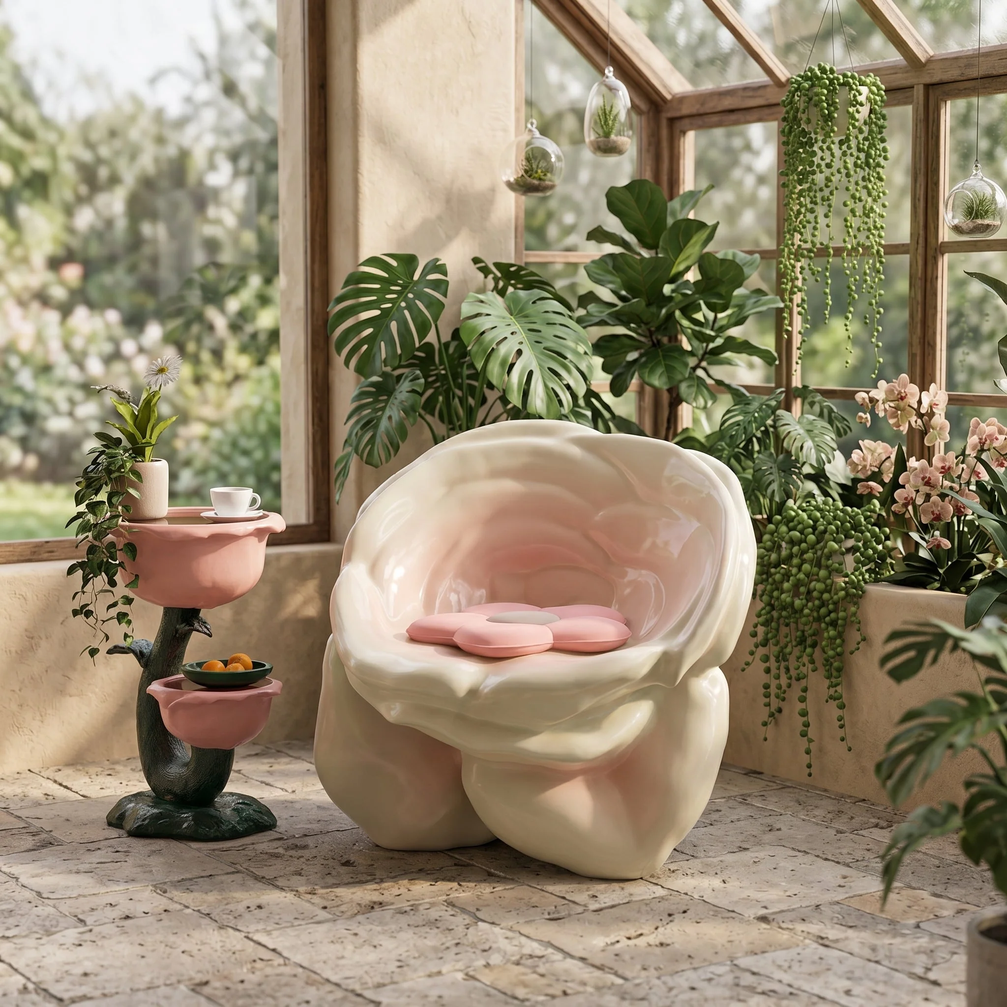 Artistic Rose Shape Accent Sculptural Chair - Image 2