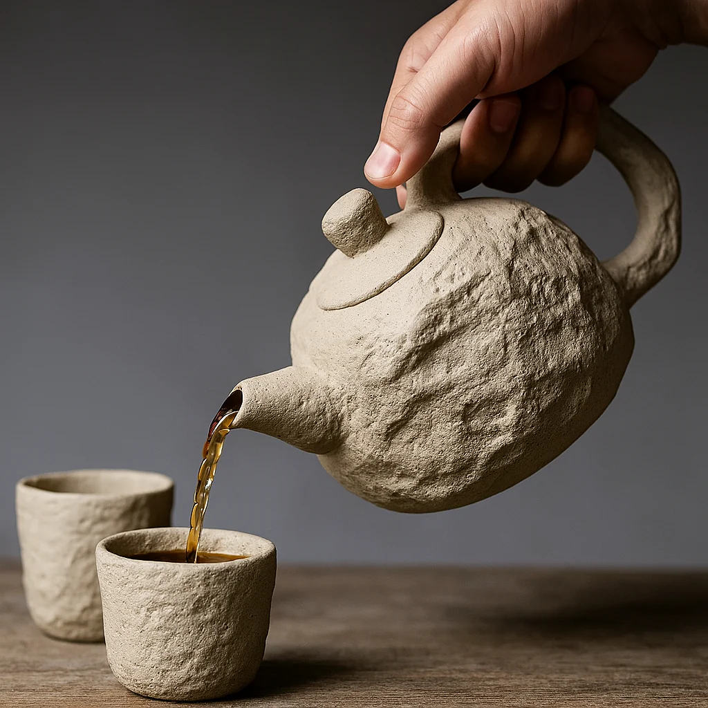 Artisan Rustic Stone Texture Teapot Set - Image 3