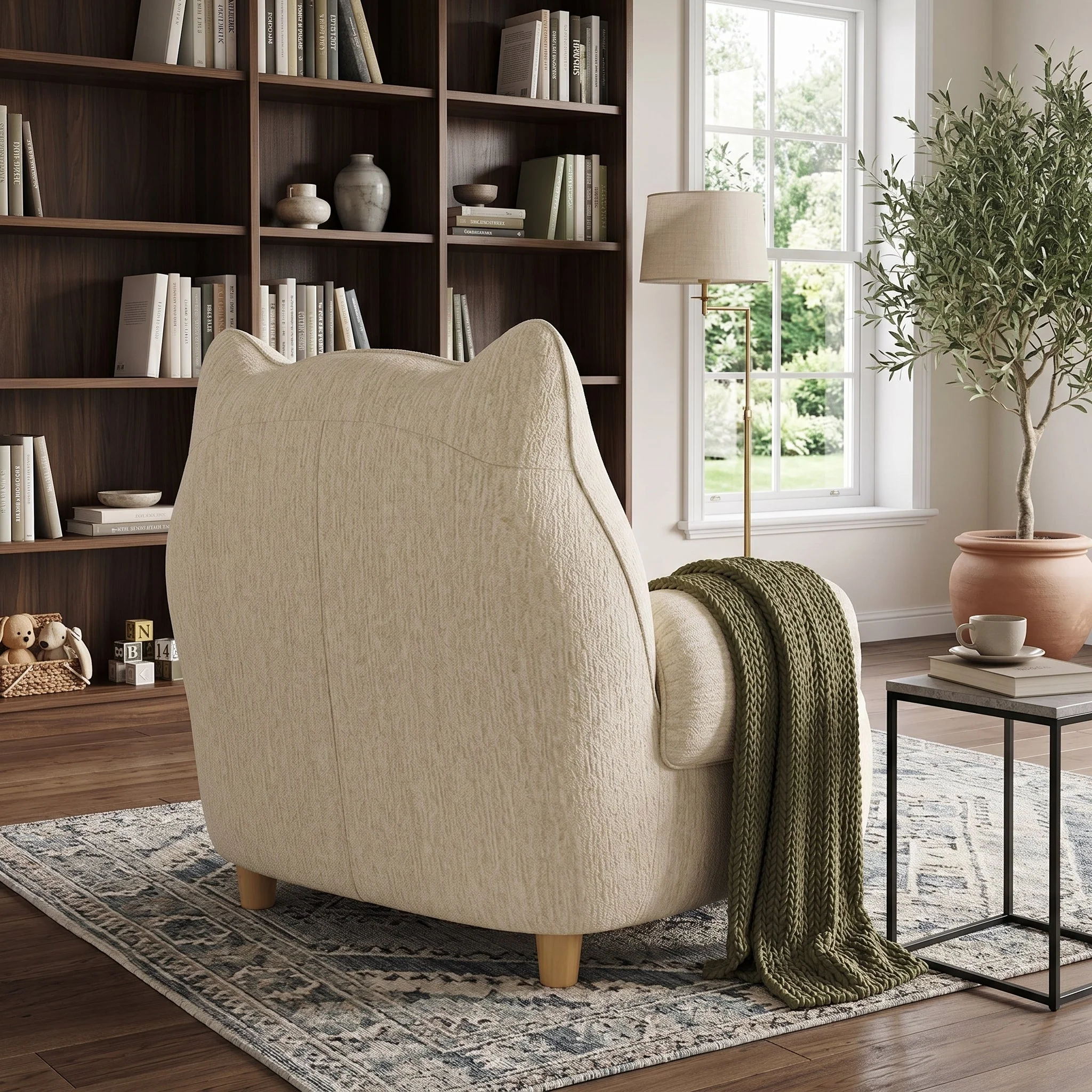 Cat Ear Minimalist Oversized Lounge Armchair - Image 3