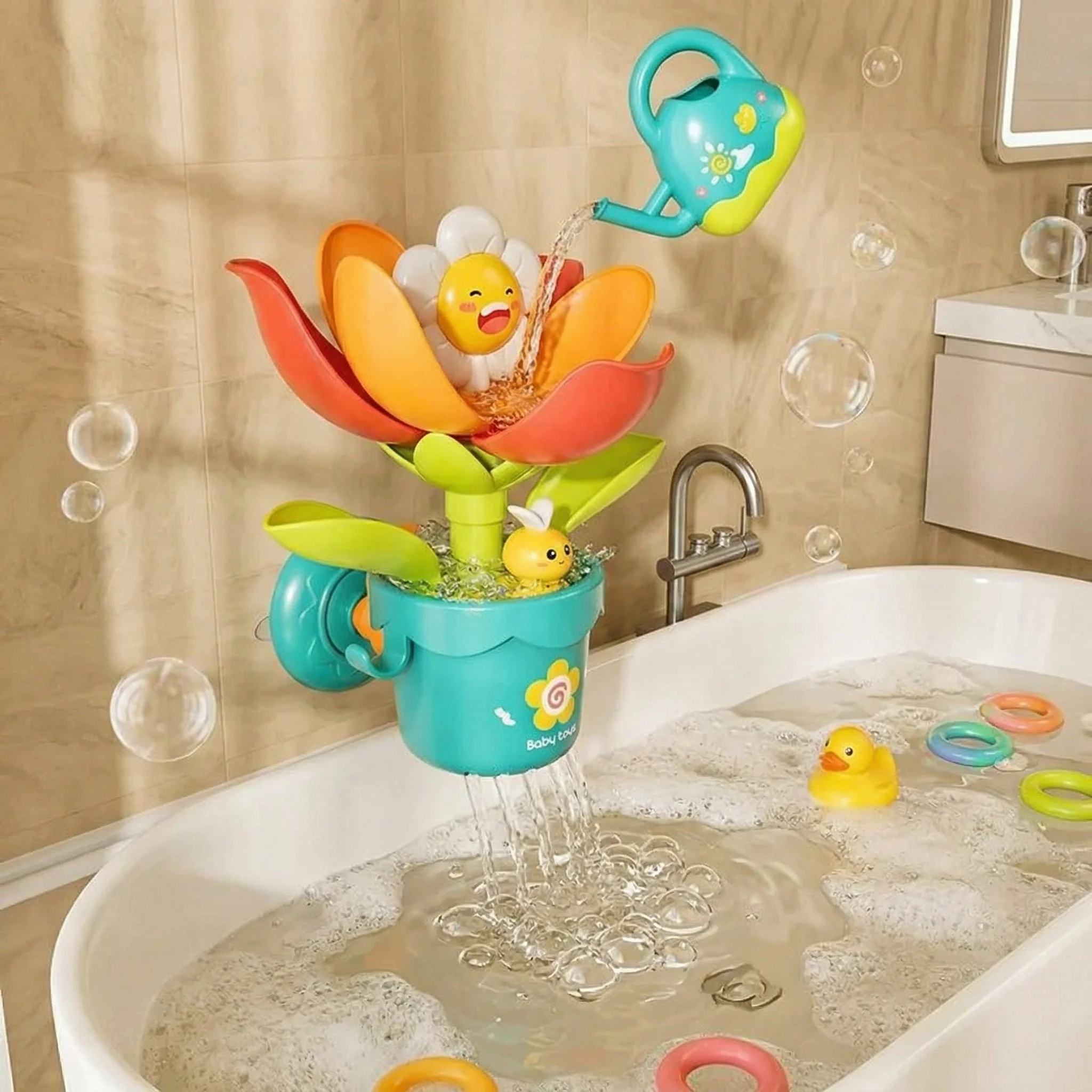 Blooming Flower Waterfall Baby Bath Toy - Image 2