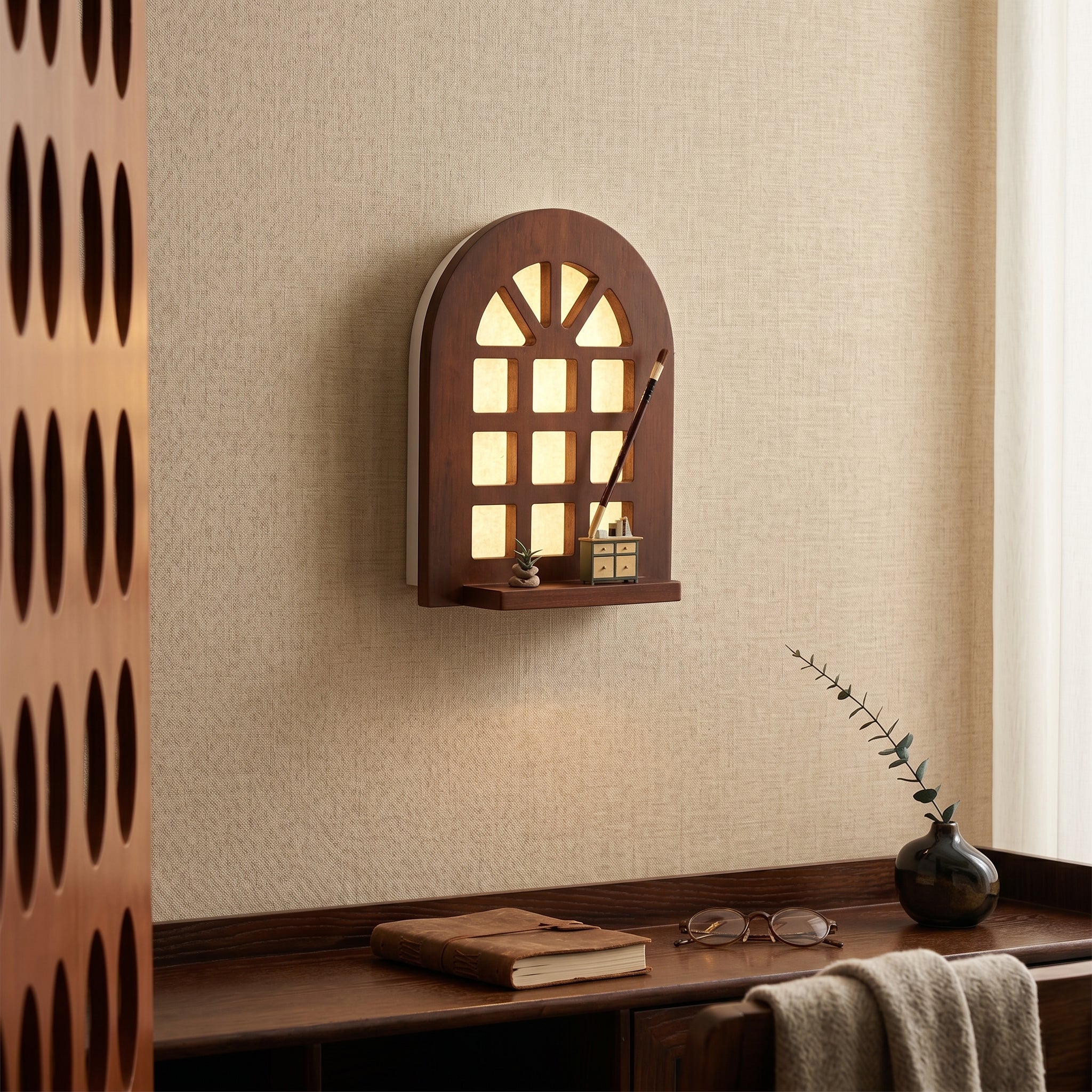 Warm Glow Arch Window Shelf Lamp - Image 1