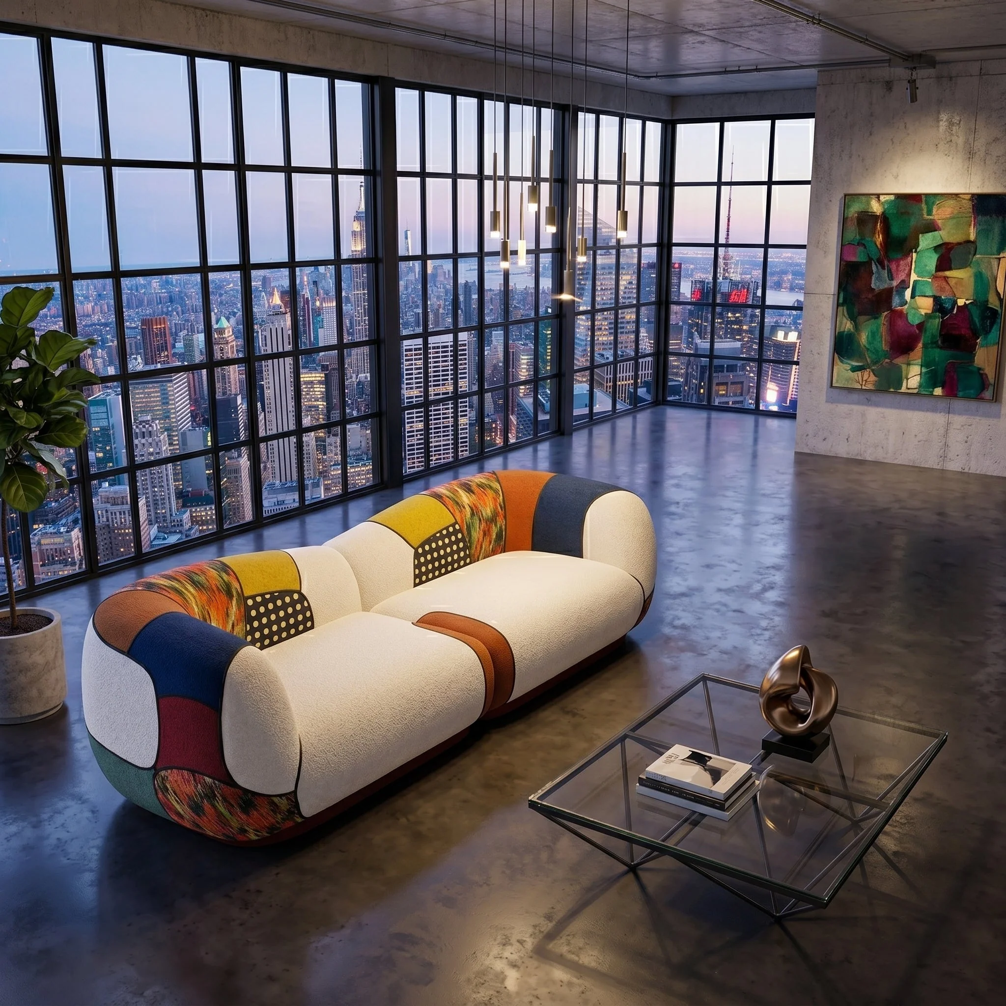 Matissero Bold Patchwork Colorblock Lounge Sofa - Image 1