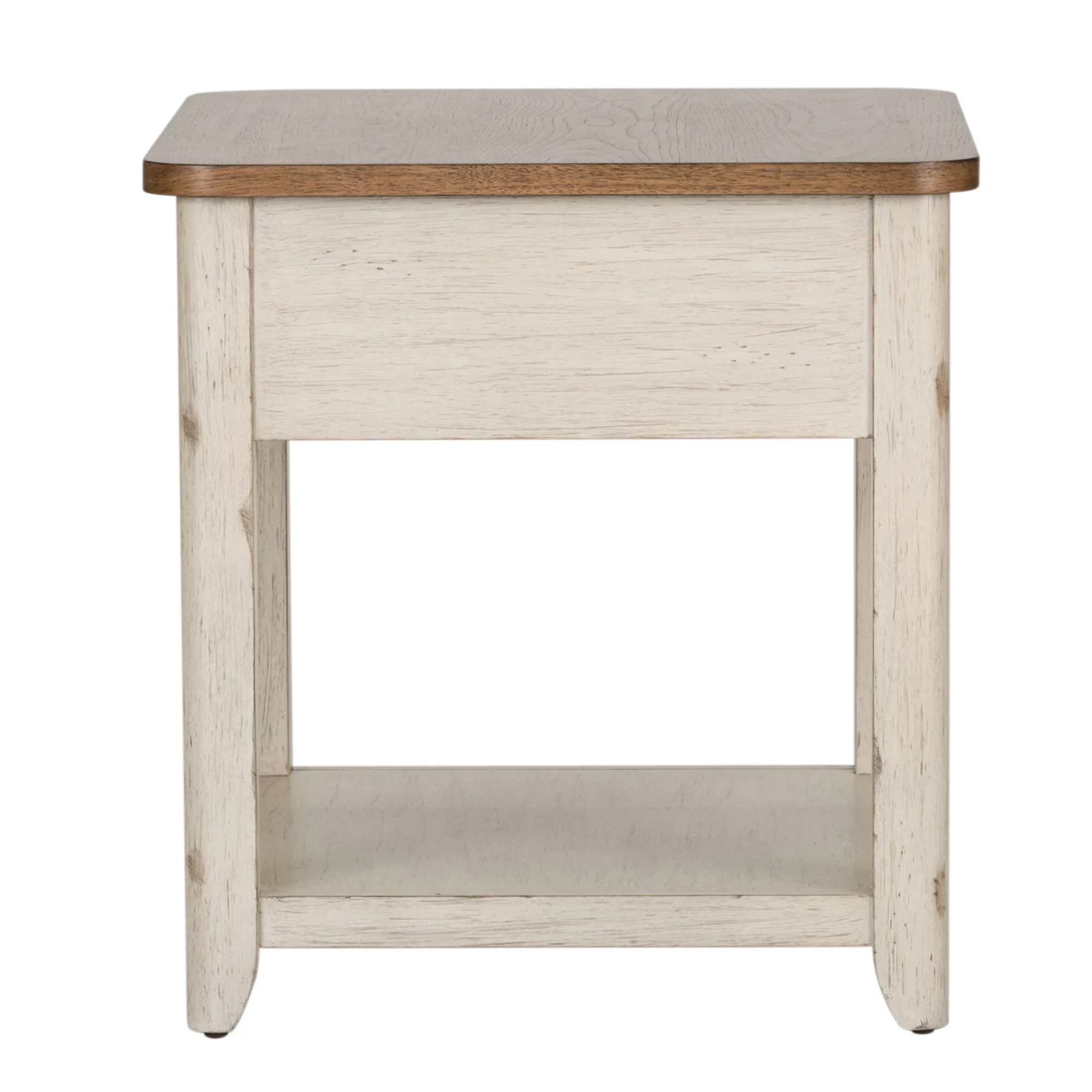 Farmhouse Reimagined - End Table With Basket - Antique White / Chestnut Tops - Image 2