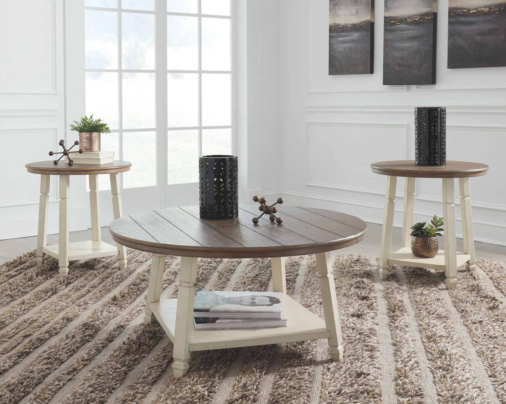 Bolanbrook - Occasional Table Set (Set of 3) - White / Brown / Beige - Image 2