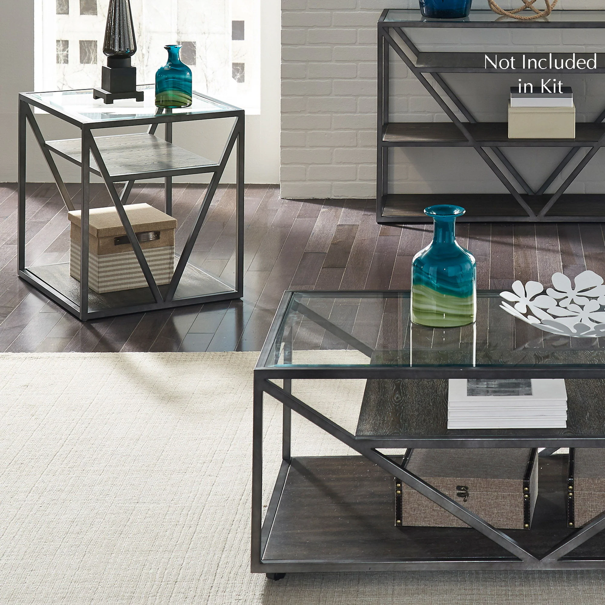 Arista – 3 Piece Table Set (1 Cocktail 2 End Tables) – Cobblestone Brown / Gray Dusty