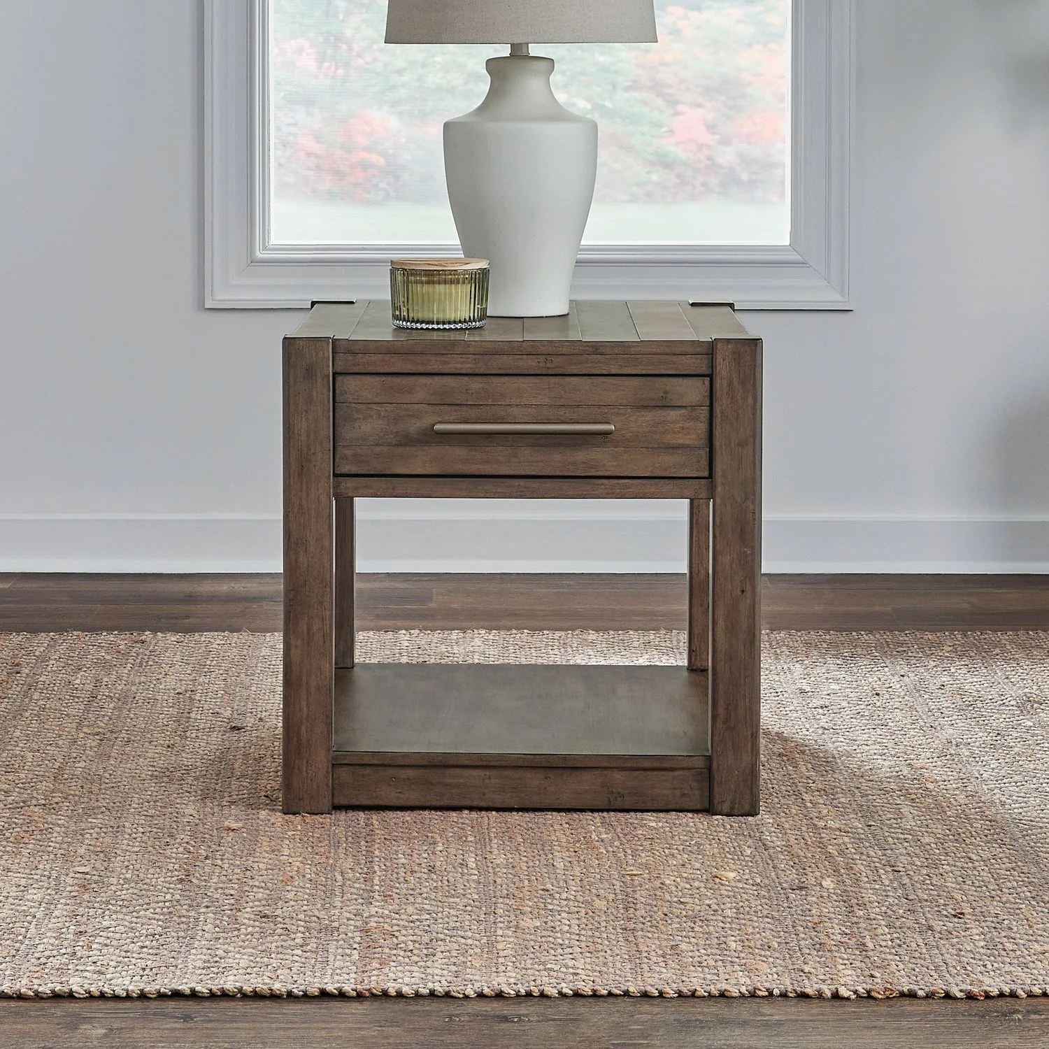 Broadmore - Drawer End Table - Cobblestone Brown - Image 1