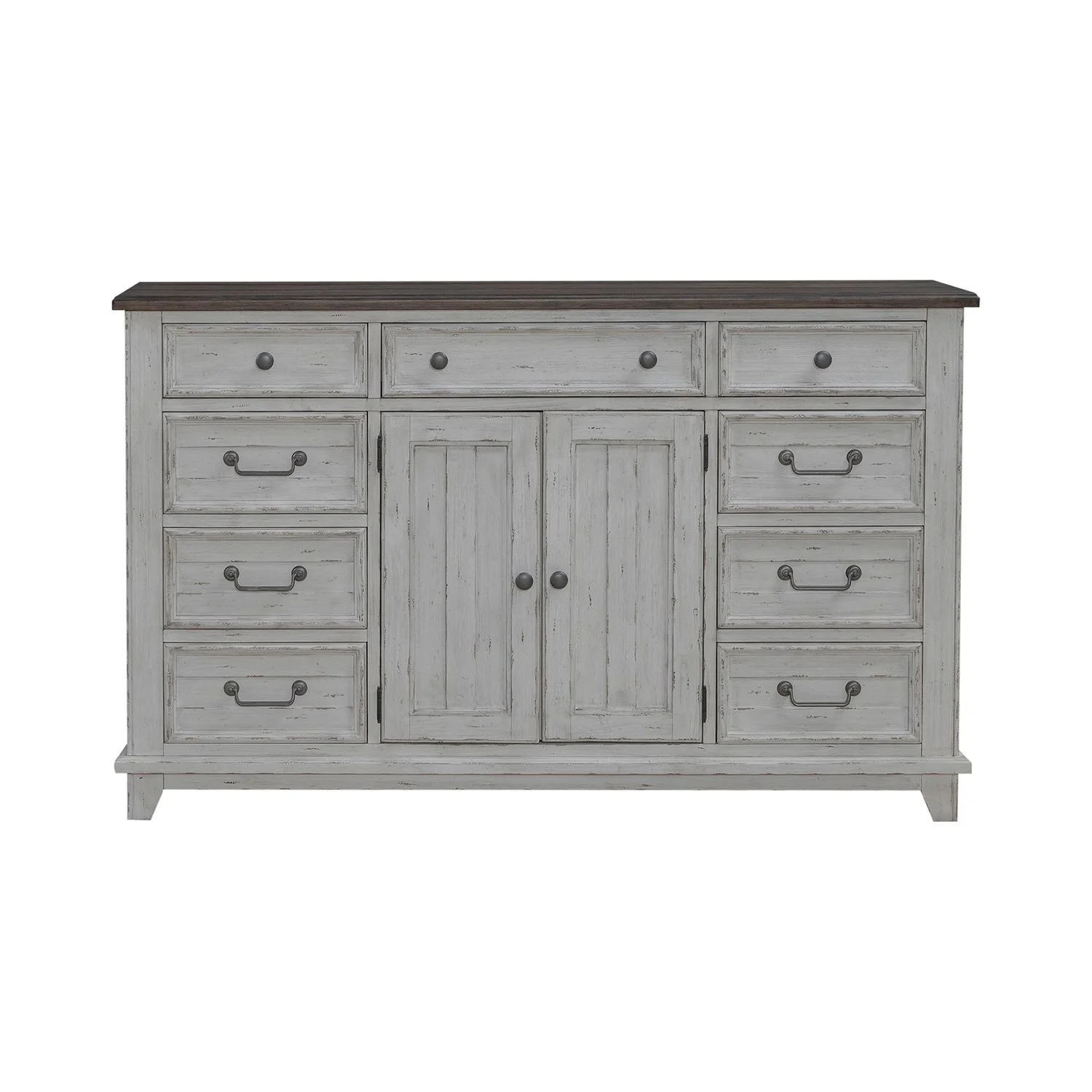 River Place - 2 Door 9 Drawer Dresser - Riverstone White & Tobacco - Image 3