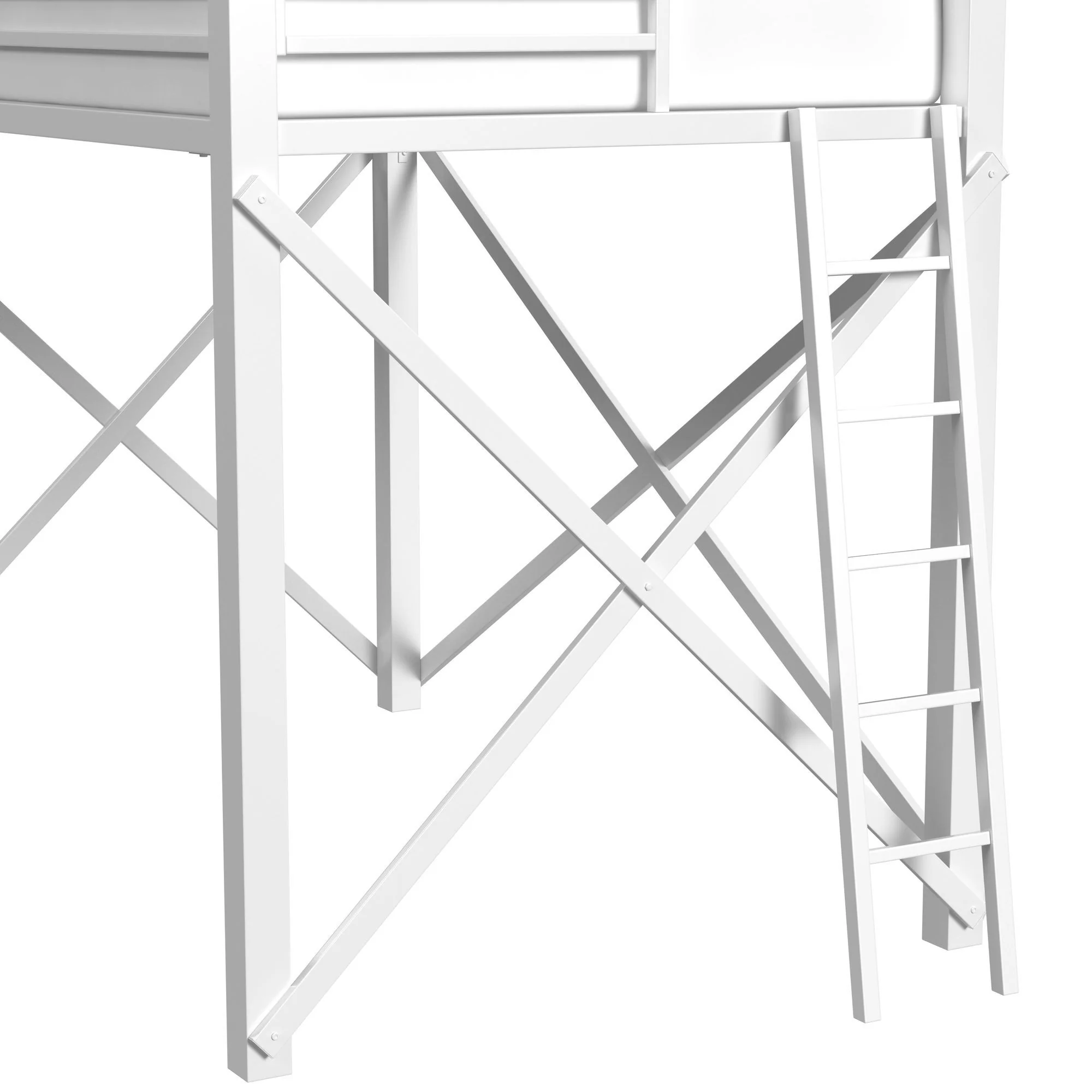 Talia - Full Loft Bed Posts, Ladder, Short Rails, Short X Bar And Hardware - White - Image 2