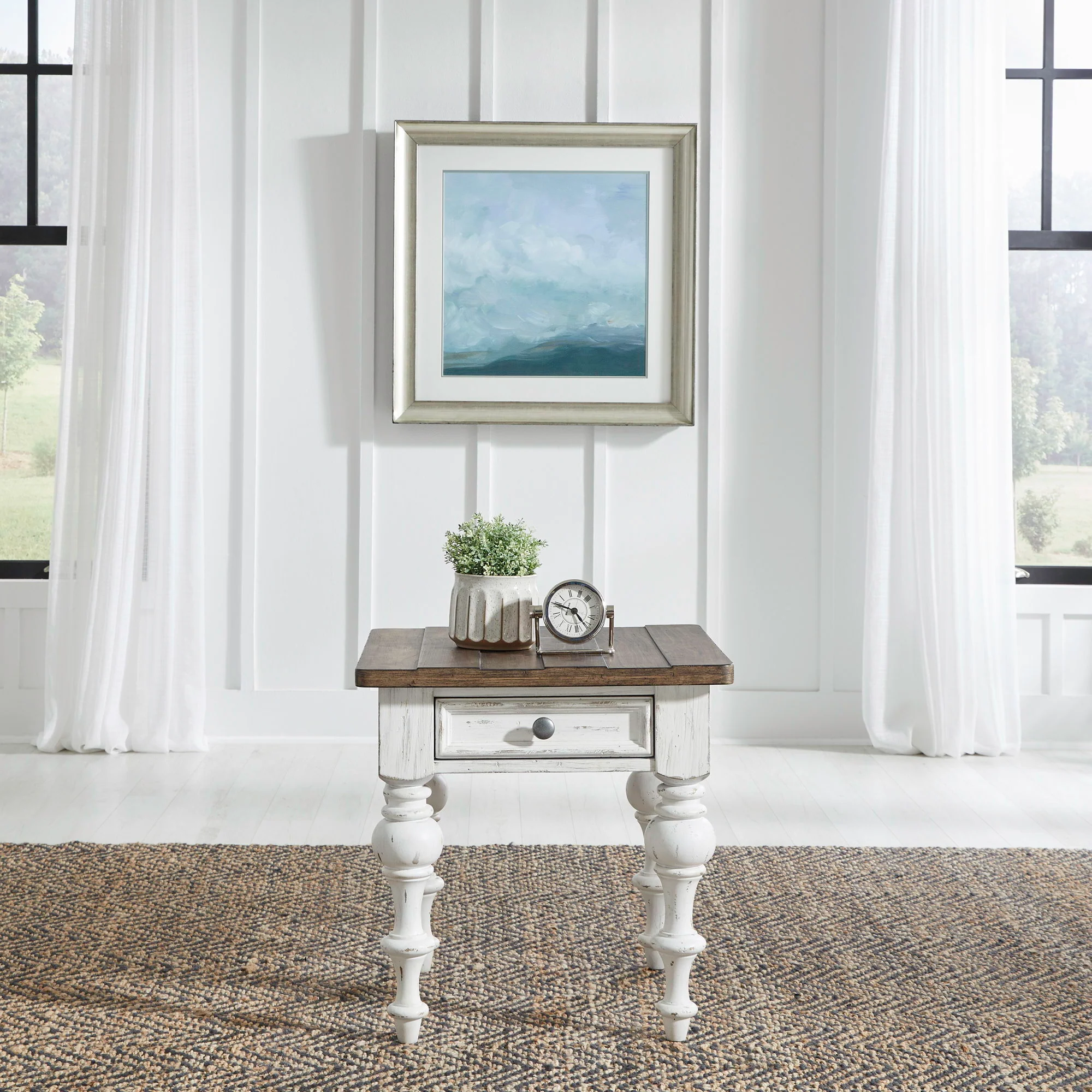 River Place - End Table - Riverstone White & Tobacco - Image 1