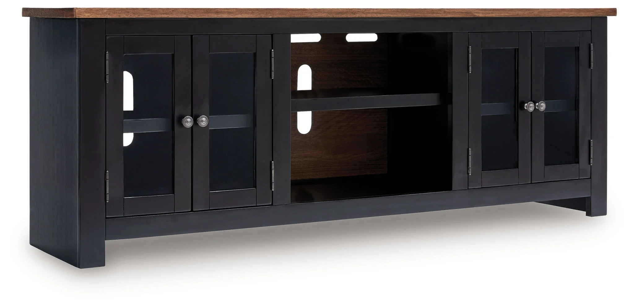 Wildenauer - XL TV Stand With Fireplace Option - Brown / Black - Image 2