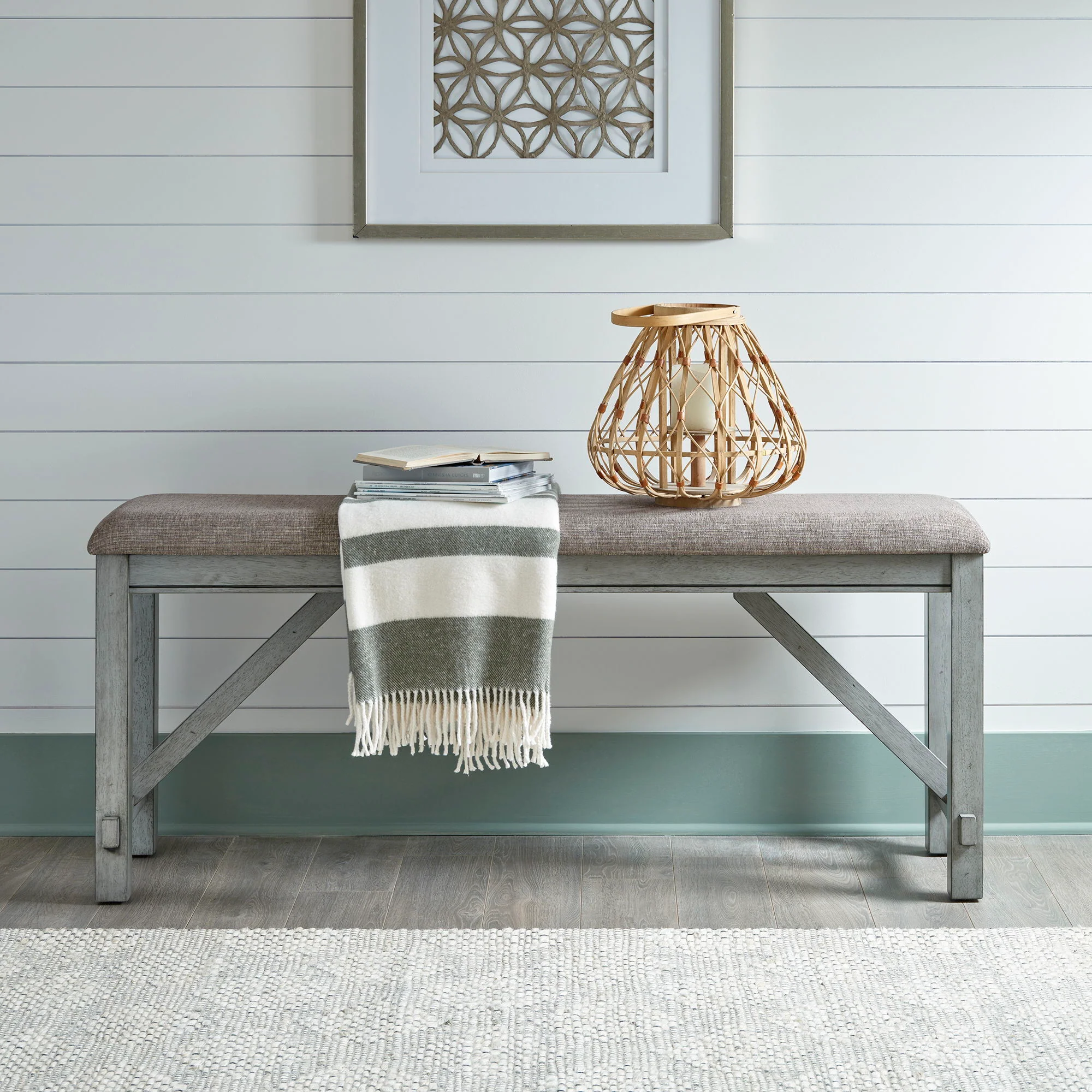 Newport – Counter Height Dining Bench – Smokey Gray / Carbon Gray