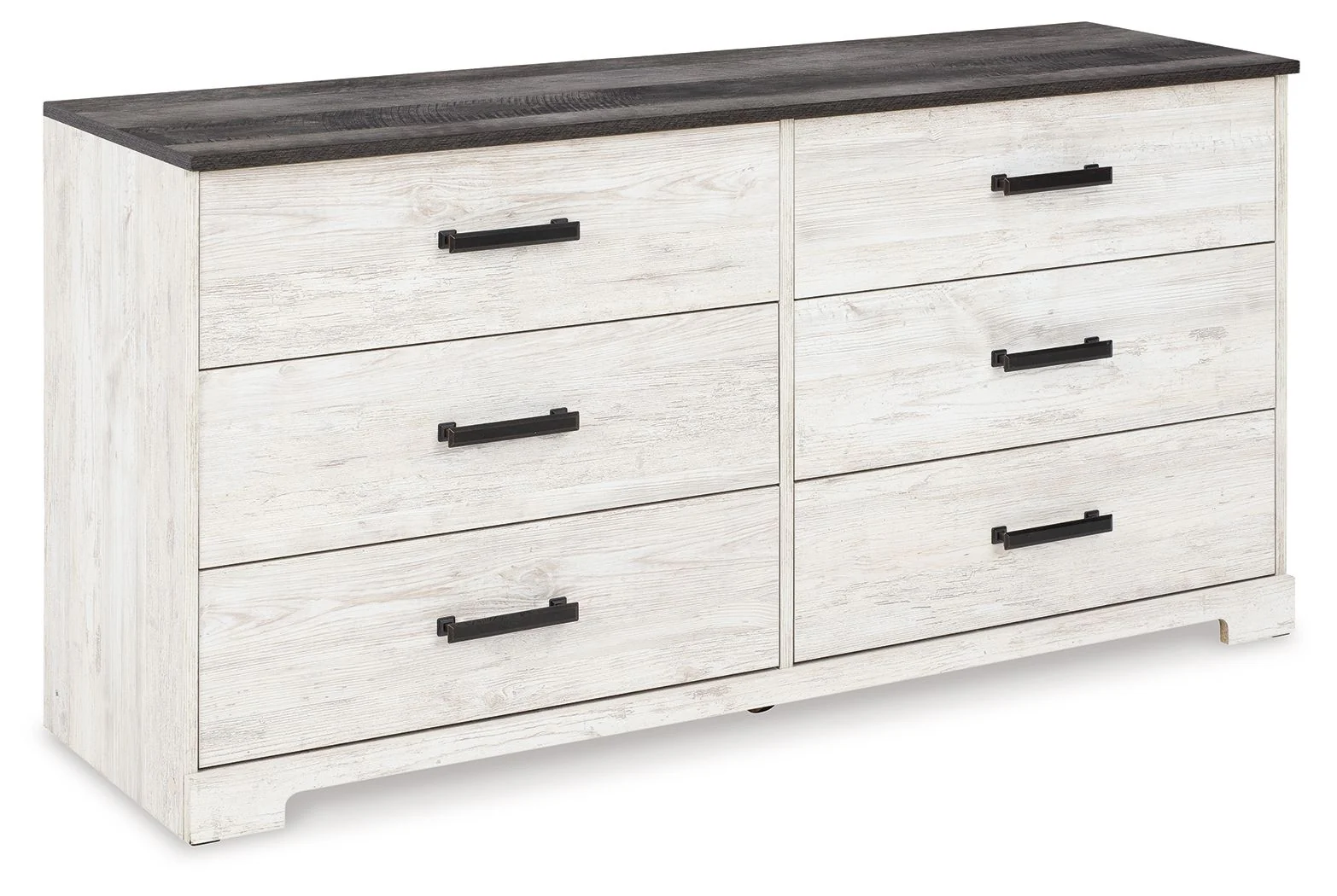 Shawburn – Six Drawer Dresser – Pewter-tone pulls – White / Black / Gray