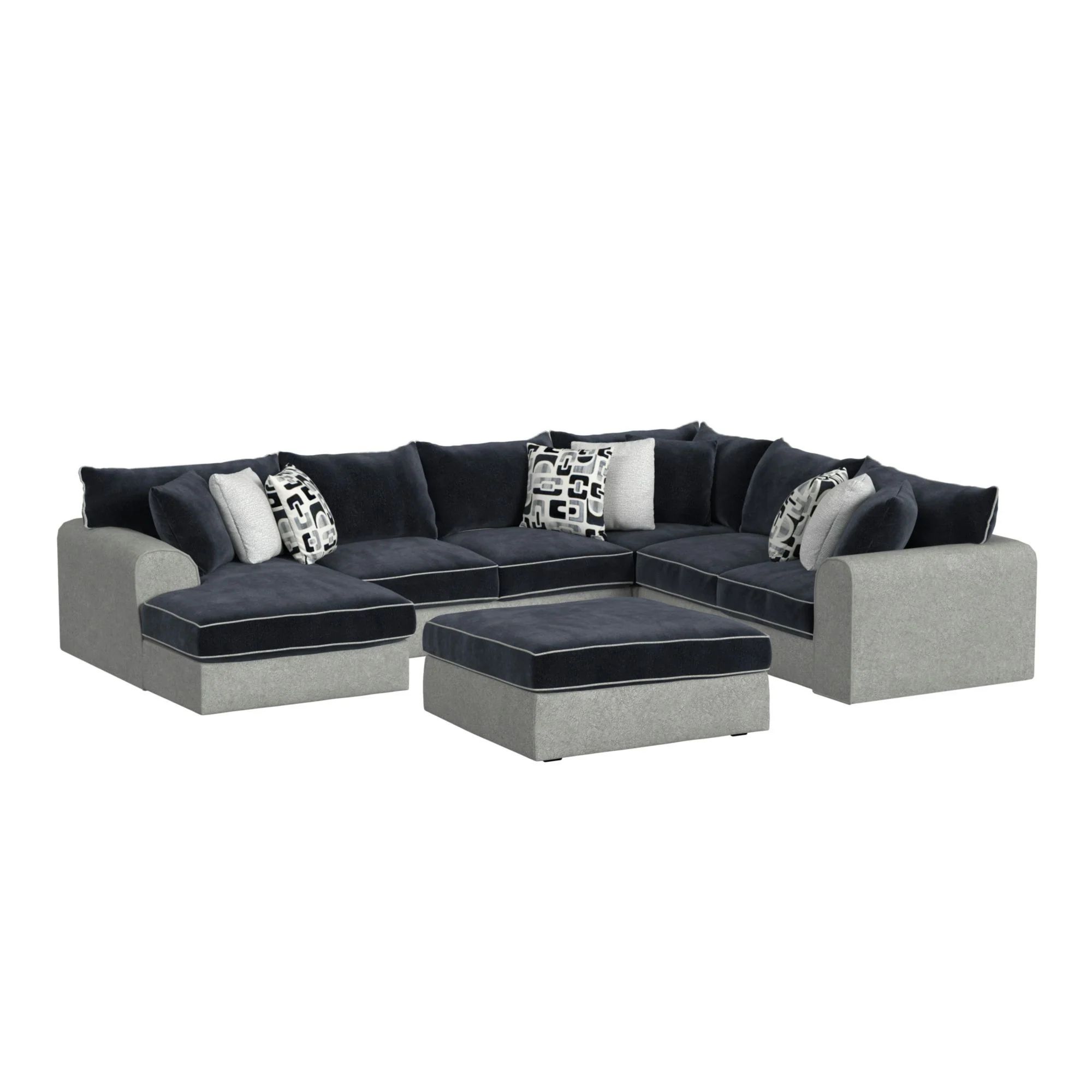 Klein - RHF Sofa With 3 Pillows - Bentley Ash / Zaftig Ebony - Image 3
