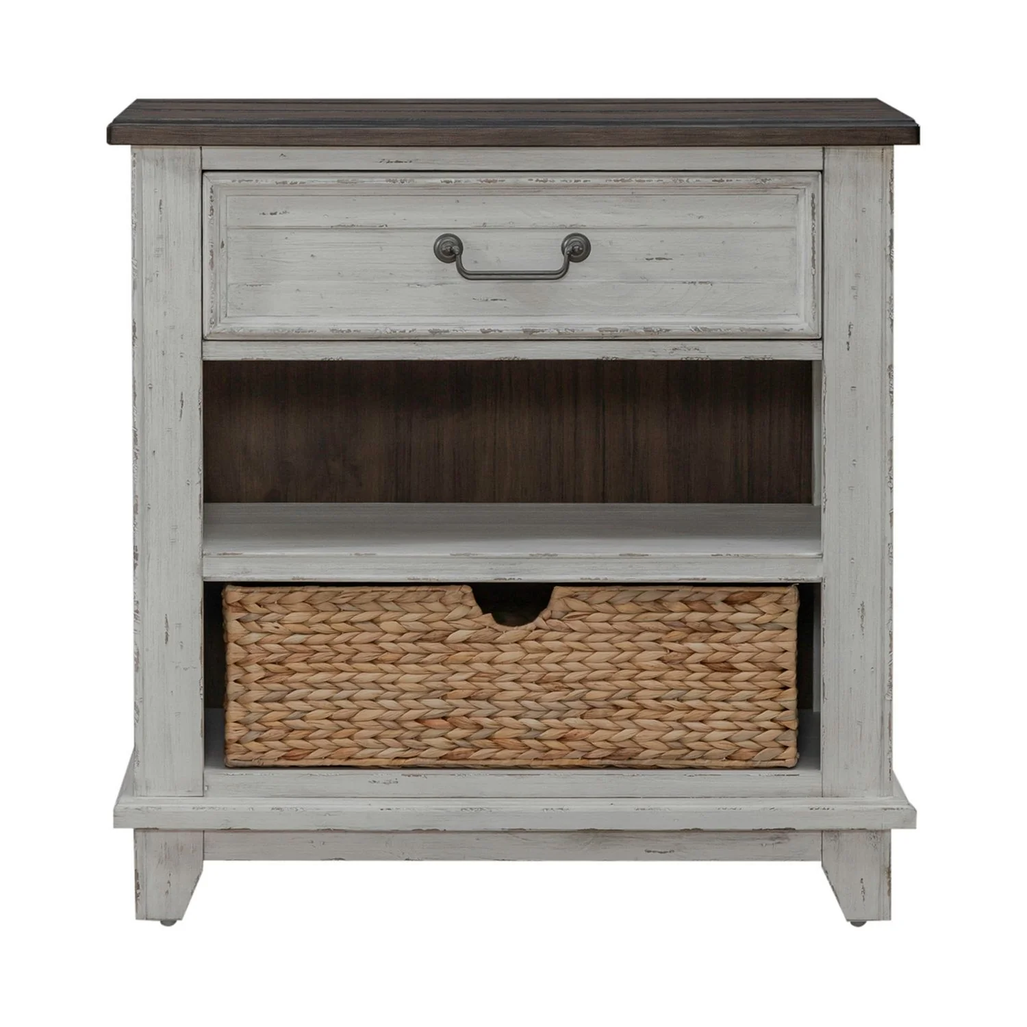 River Place - Bedside Chest With Charging Station - Riverstone White & Tobacco - Image 2