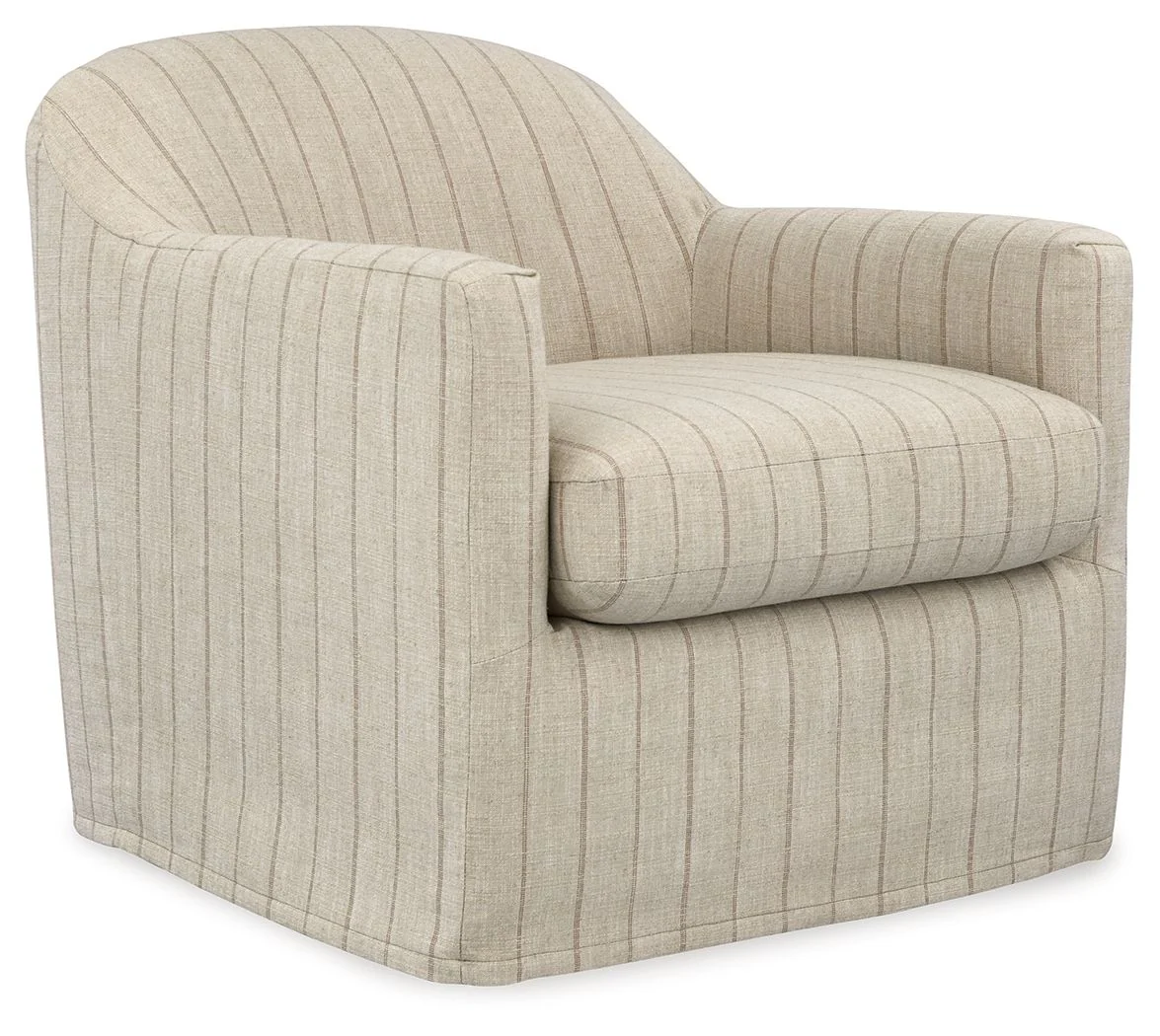Valwick – Swivel Accent Chair – Cream / Brown
