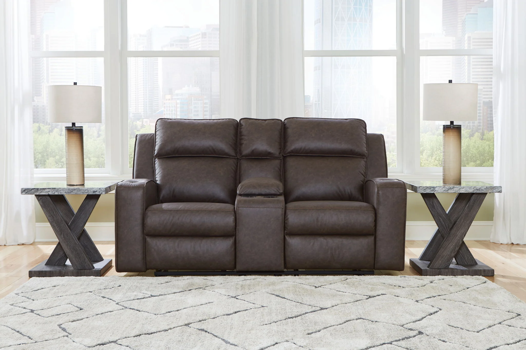 Lavenhorne - Dbl Rec Loveseat W/Console - Granite - Image 3