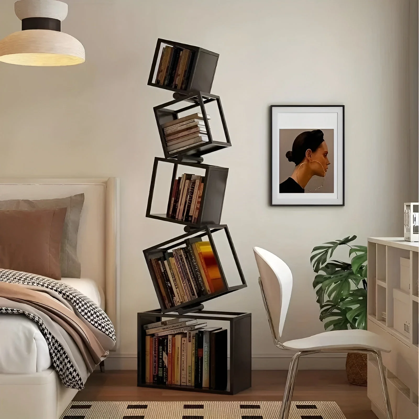 Irregular Art Iron Corner Display Bookshelf - Image 3