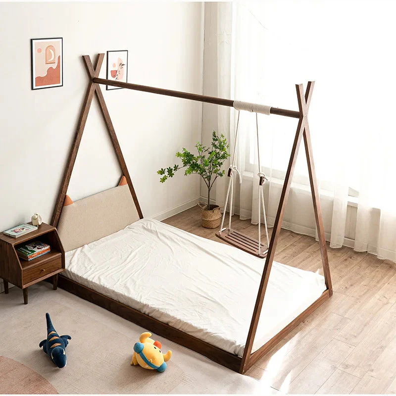 Indoor Playground Wooden Swing Kids Floor Bed - Image 2