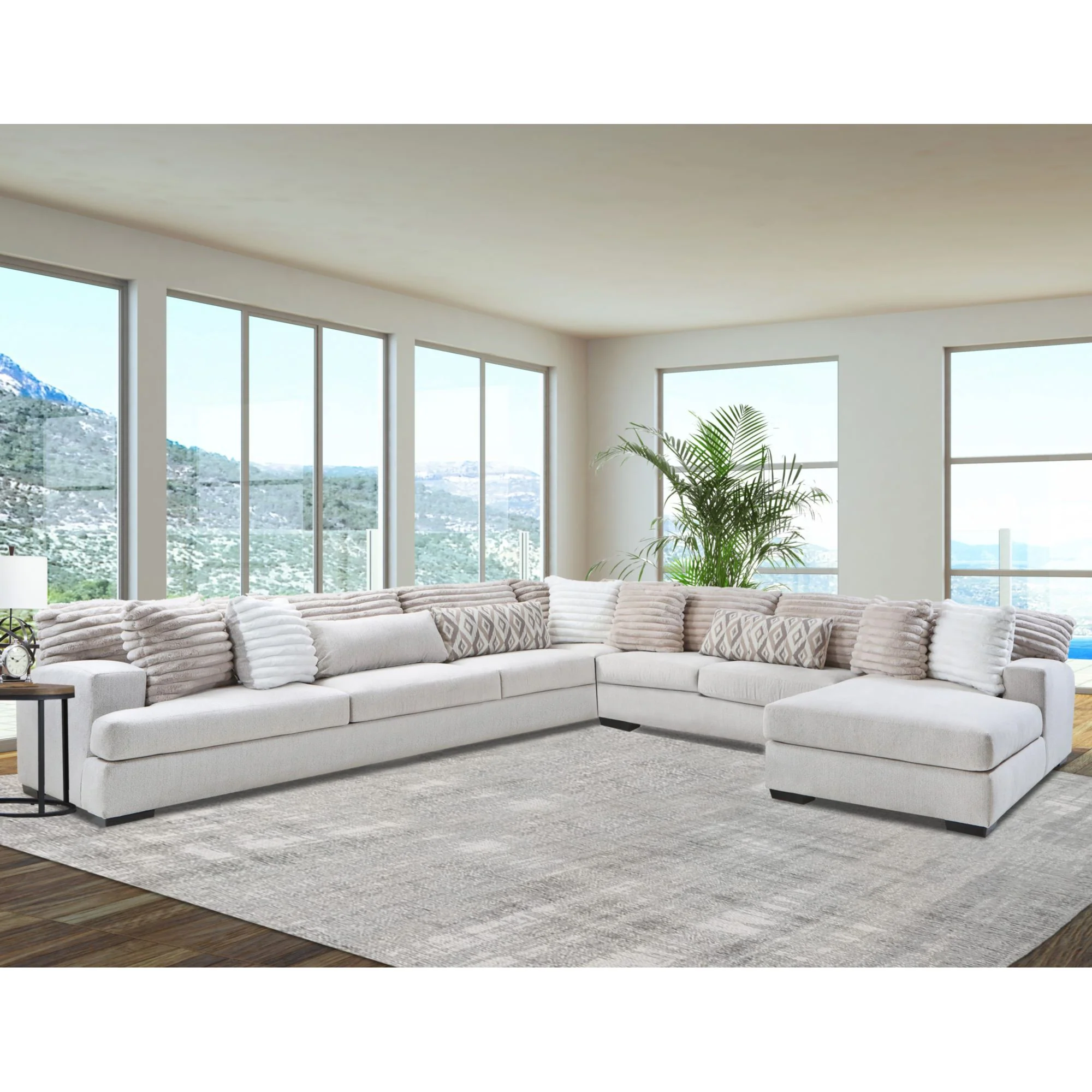 Mondo - RHF Armless Return Sofa With 4 Pillows - Hush Parchment - Image 3