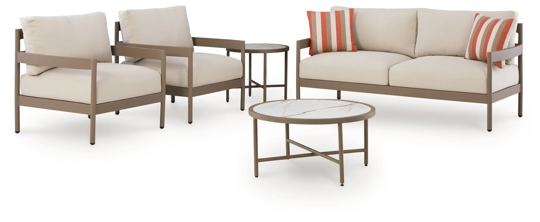 Bluff Trail - Loveseat, Lounge Chairs, Tables Set (Set of 5) - Beige - Image 2