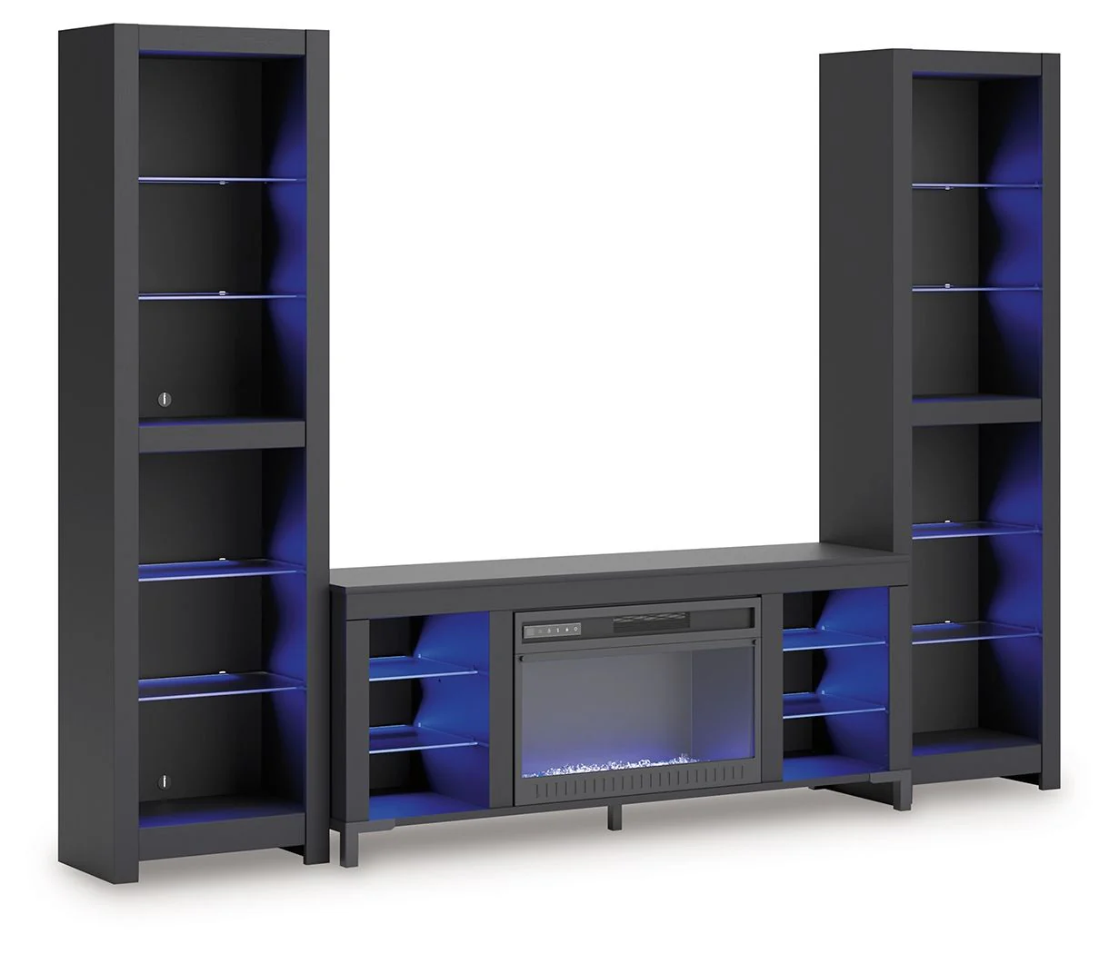 Cayberry - 3-Piece Entertainment Center With Electric Fireplace - Black - Image 2
